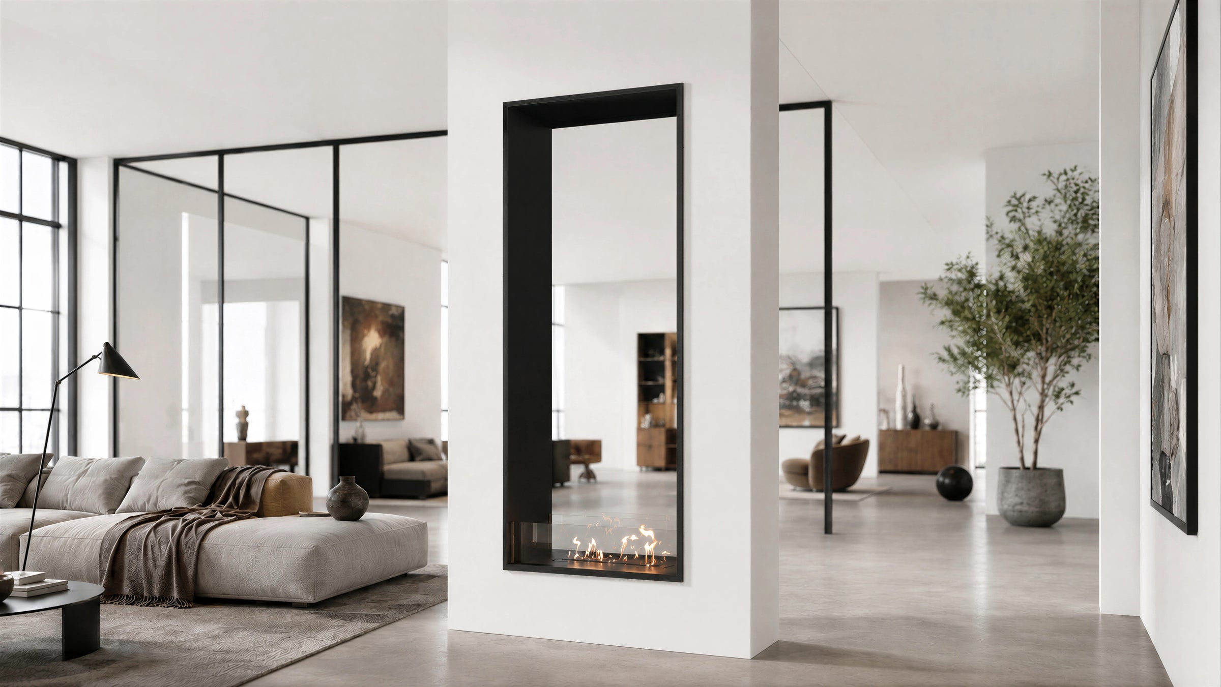 Fame Vertical Doorkijkhaard Enkel Volle Glas 80 x 200 cm