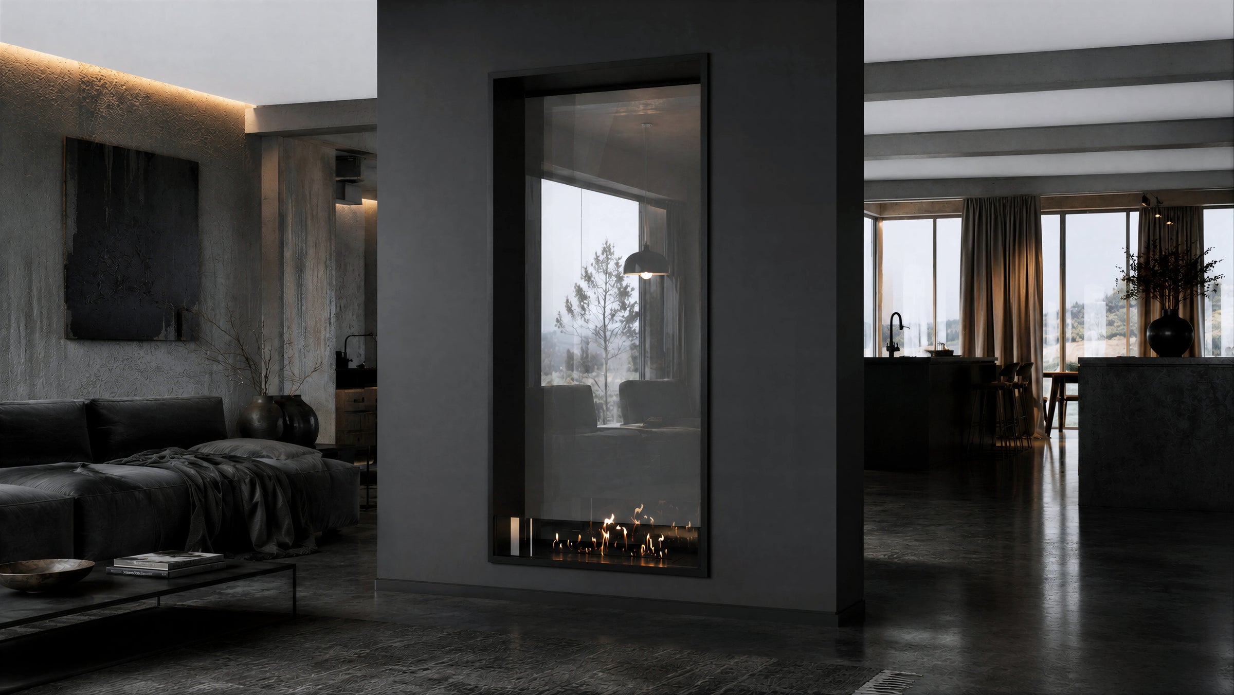 Fame Vertical Doorkijkhaard Enkel Volle Glas 90 x 140 cm