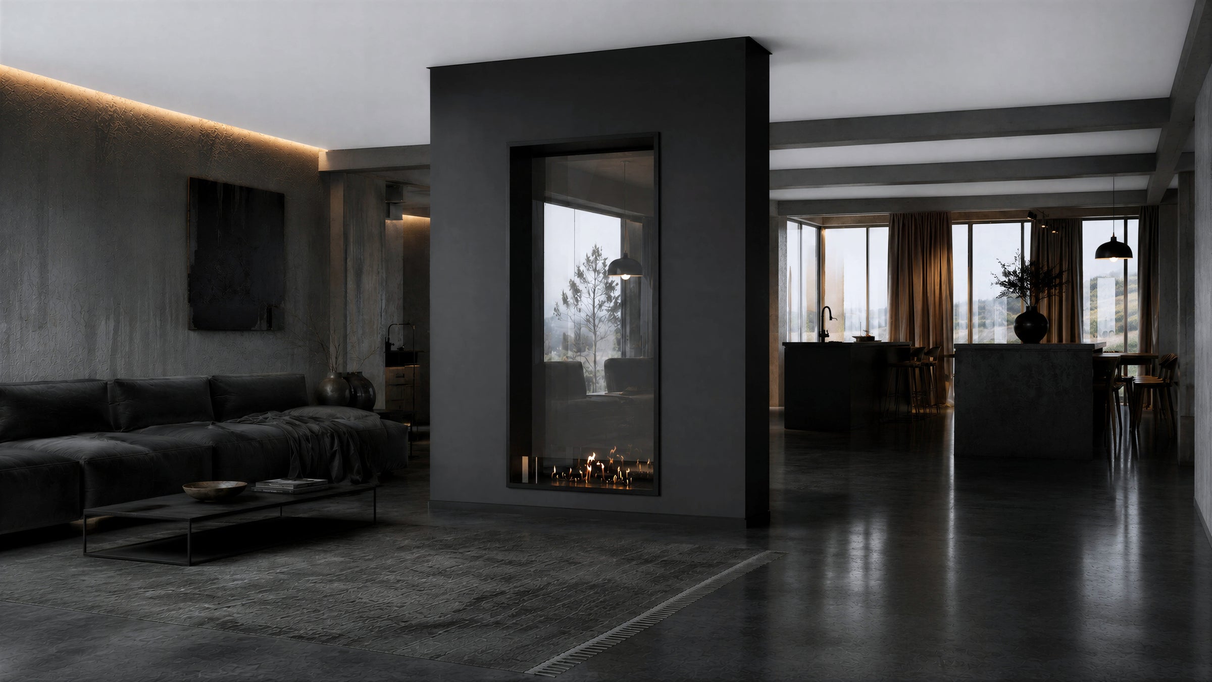 Fame Vertical Doorkijkhaard Enkel Volle Glas 90 x 140 cm