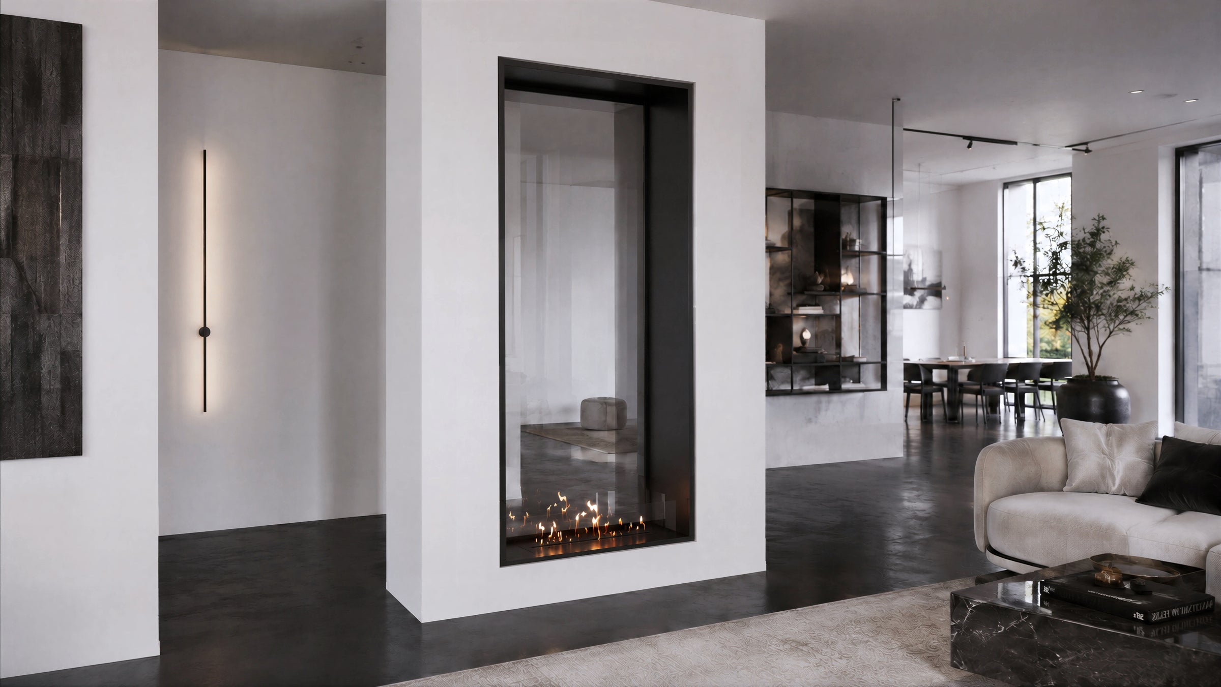 Fame Vertical Doorkijkhaard Enkel Volle Glas 90 x 160 cm