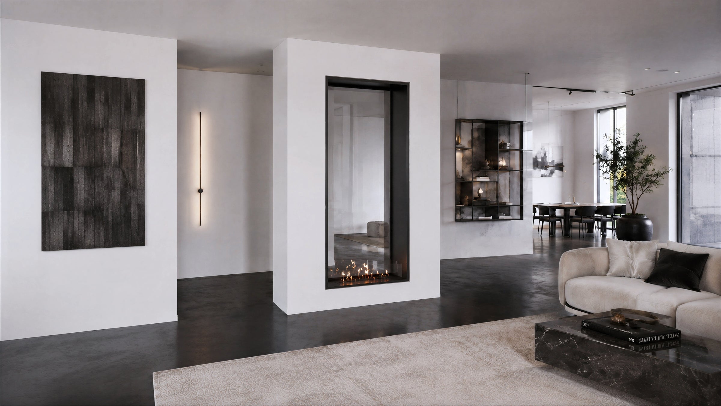 Fame Vertical Doorkijkhaard Enkel Volle Glas 90 x 160 cm