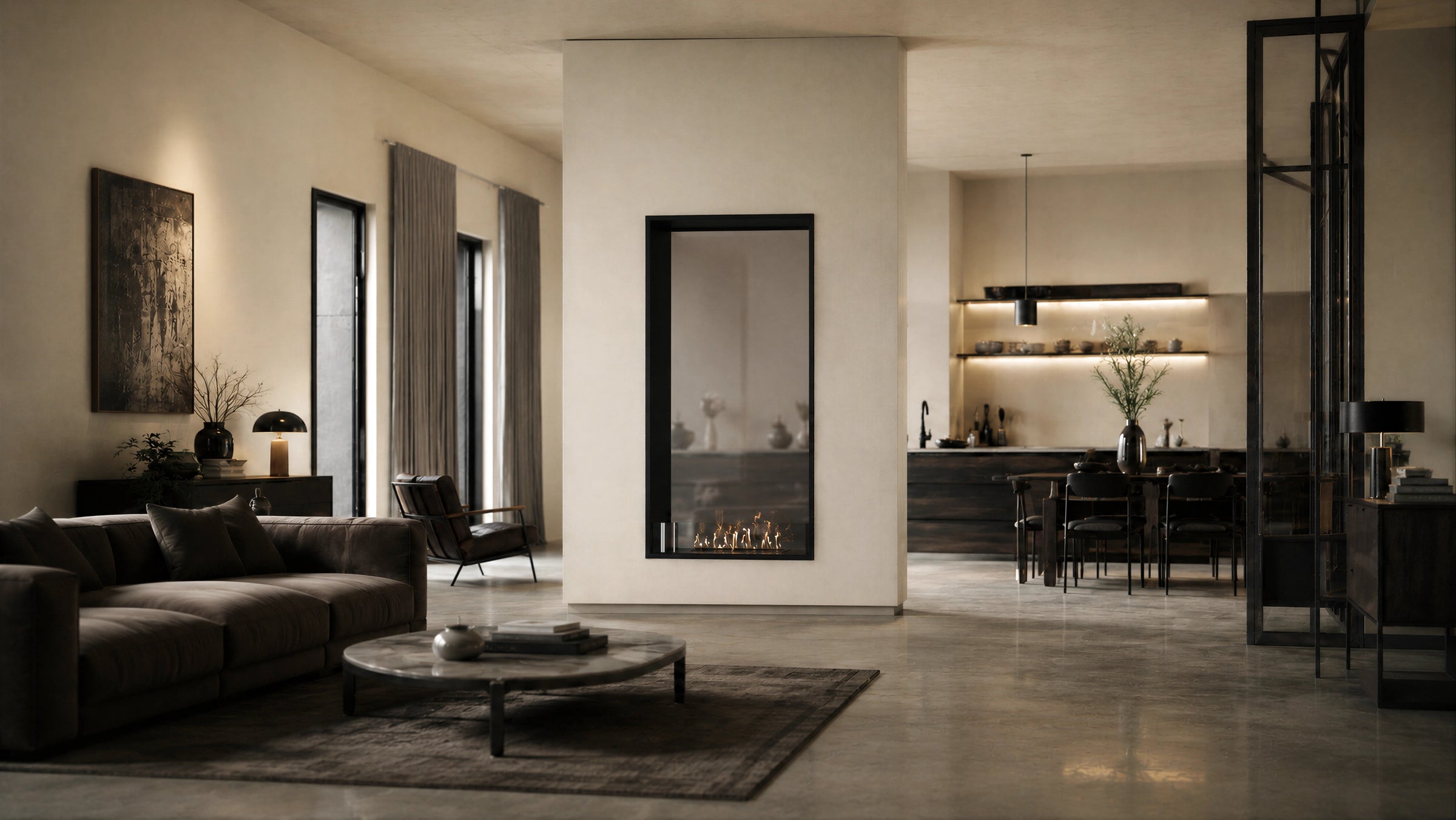 Fame Vertical Doorkijkhaard Enkel Volle Glas 90 x 180 cm