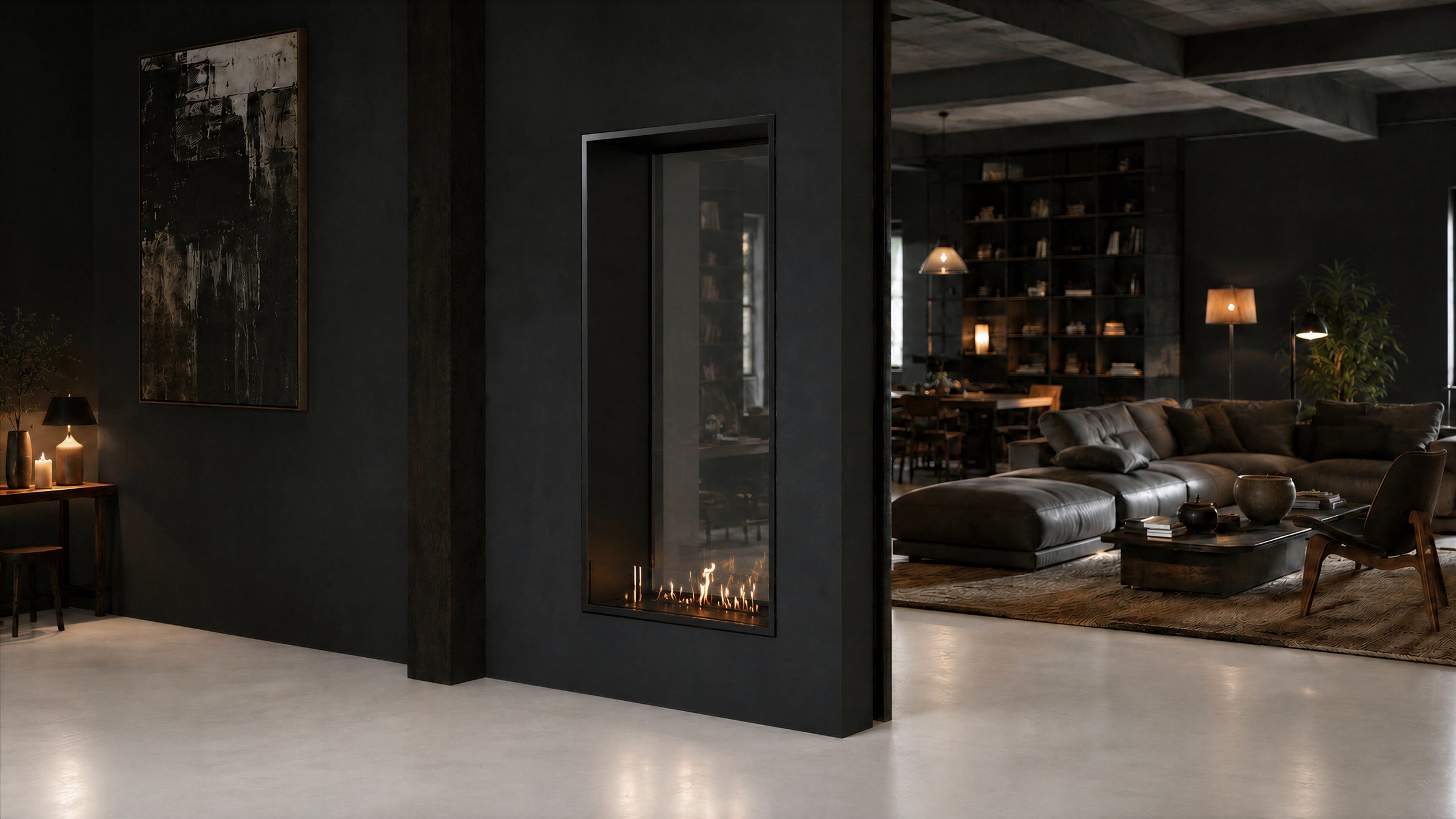 Fame Vertical Doorkijkhaard Enkel Volle Glas 90 x 200 cm