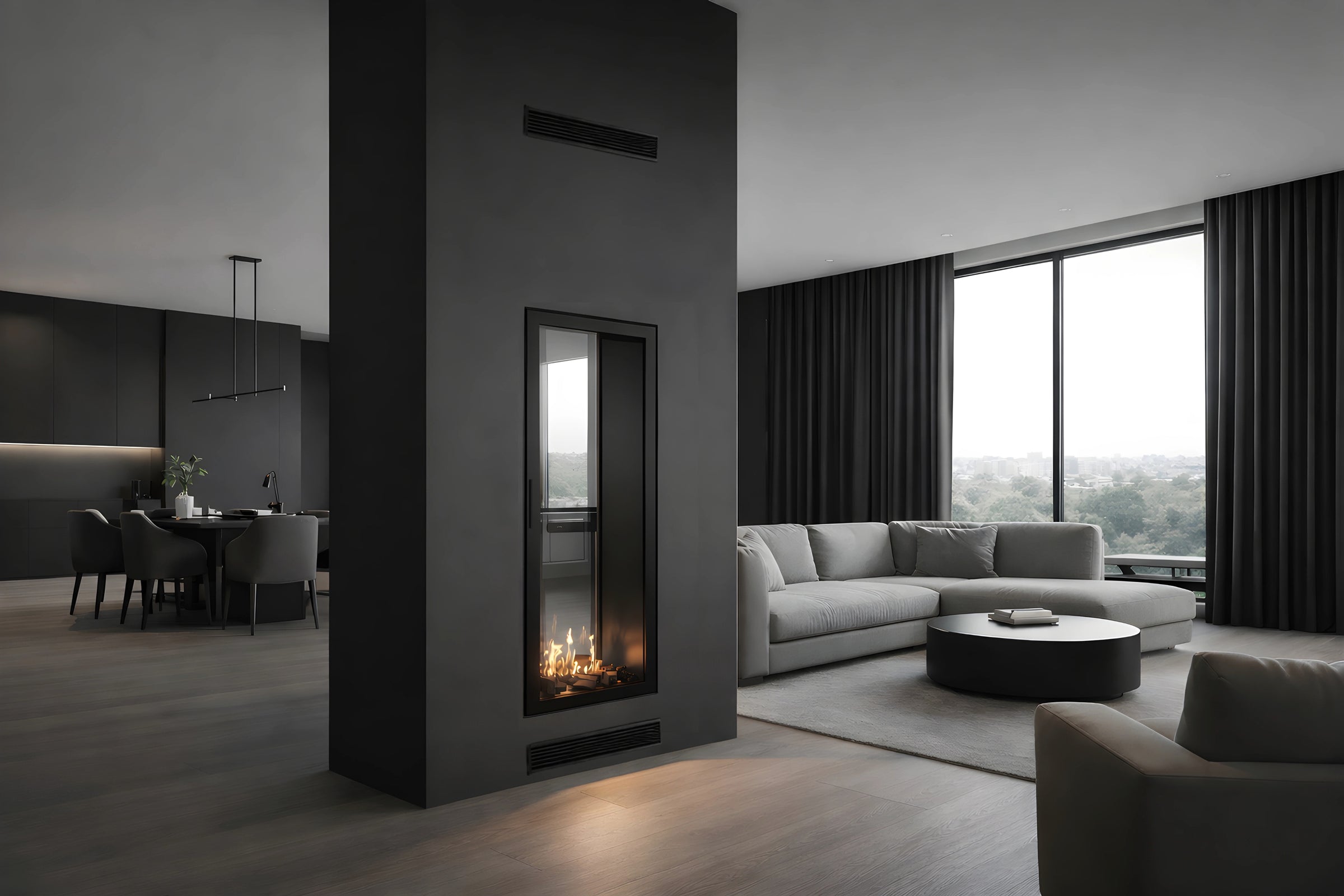 Fame Vertical Doorkijkhaard Met Volle Glas 60 x 100 cm