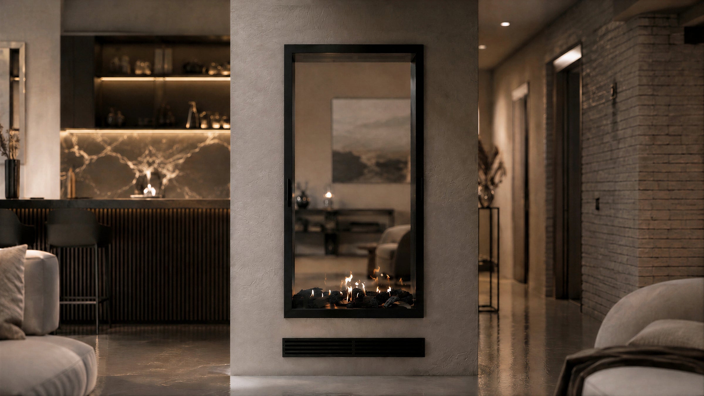 Fame Vertical Doorkijkhaard Met Volle Glas 100 x 100 cm