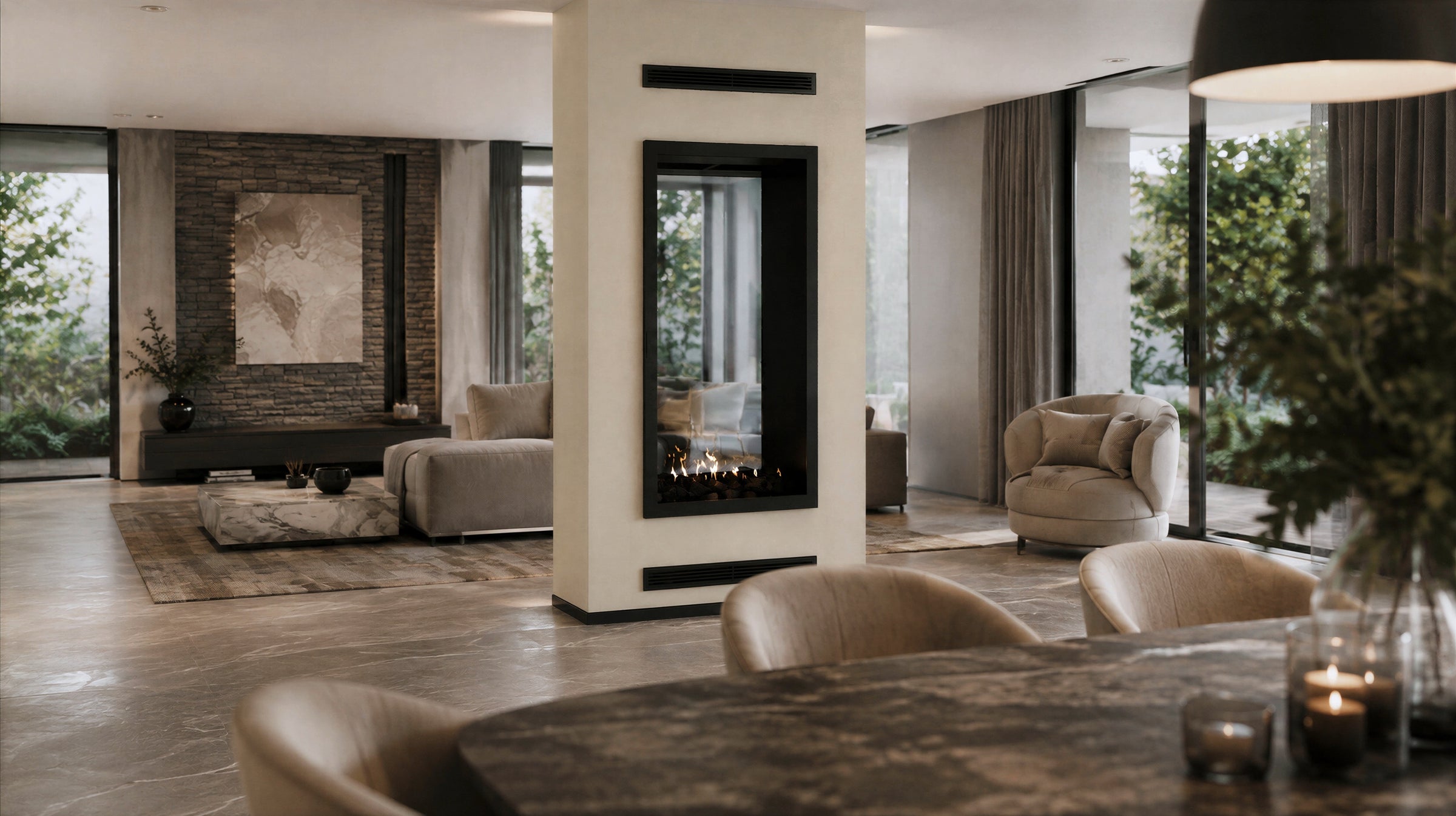 Fame Vertical Doorkijkhaard Met Volle Glas 100 x 120 cm