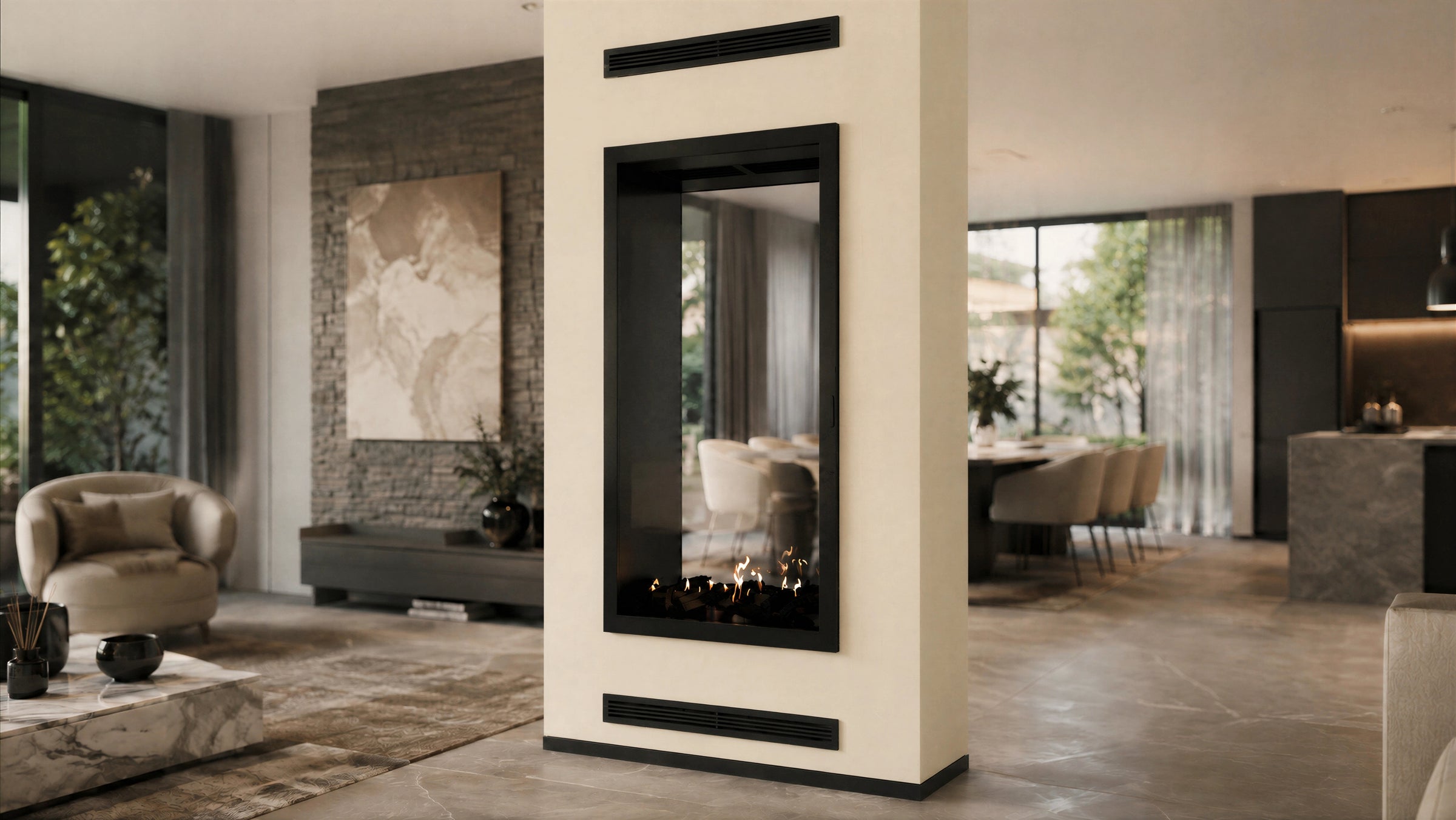 Fame Vertical Doorkijkhaard Met Volle Glas 100 x 120 cm