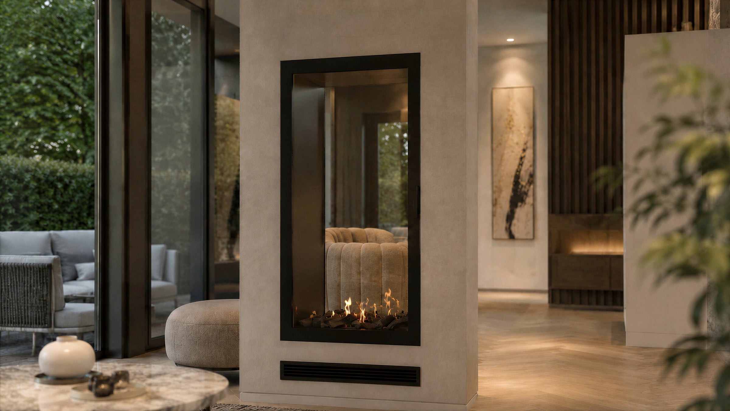 Fame Vertical Doorkijkhaard Met Volle Glas 100 x 140 cm