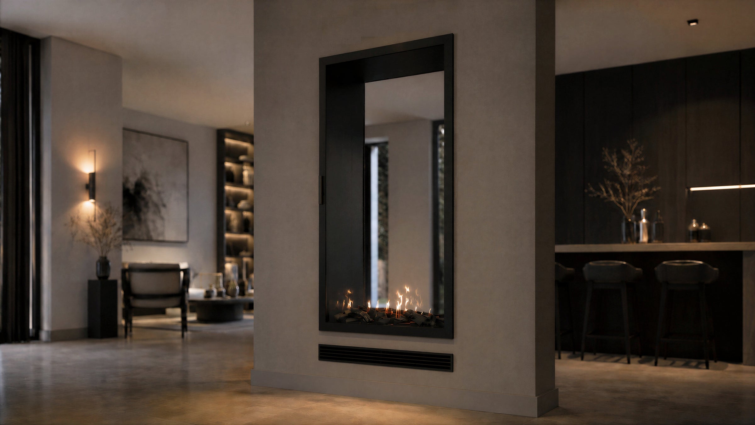 Fame Vertical Doorkijkhaard Met Volle Glas 100 x 180 cm
