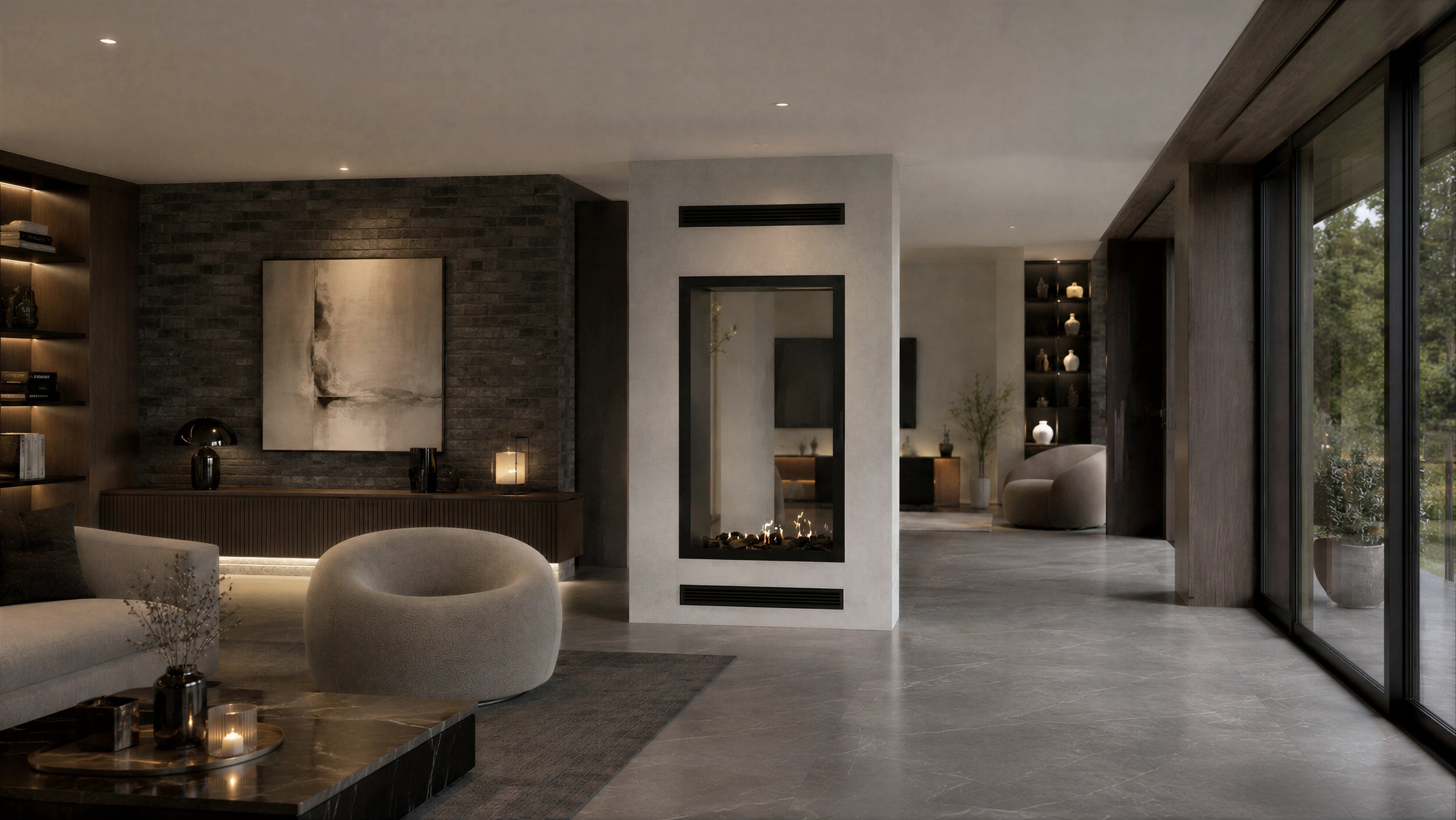 Fame Vertical Doorkijkhaard Met Volle Glas 100 x 200 cm