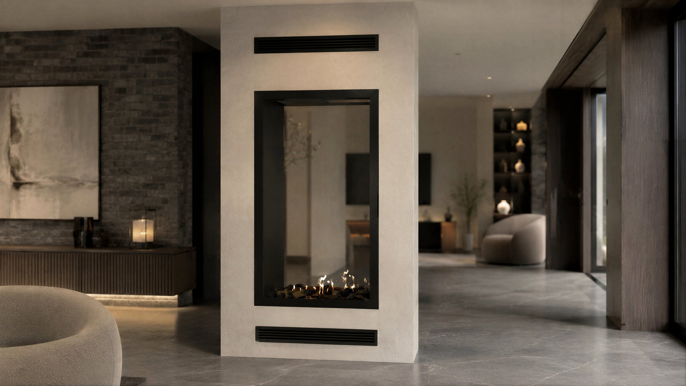 Fame Vertical Doorkijkhaard Met Volle Glas 100 x 200 cm
