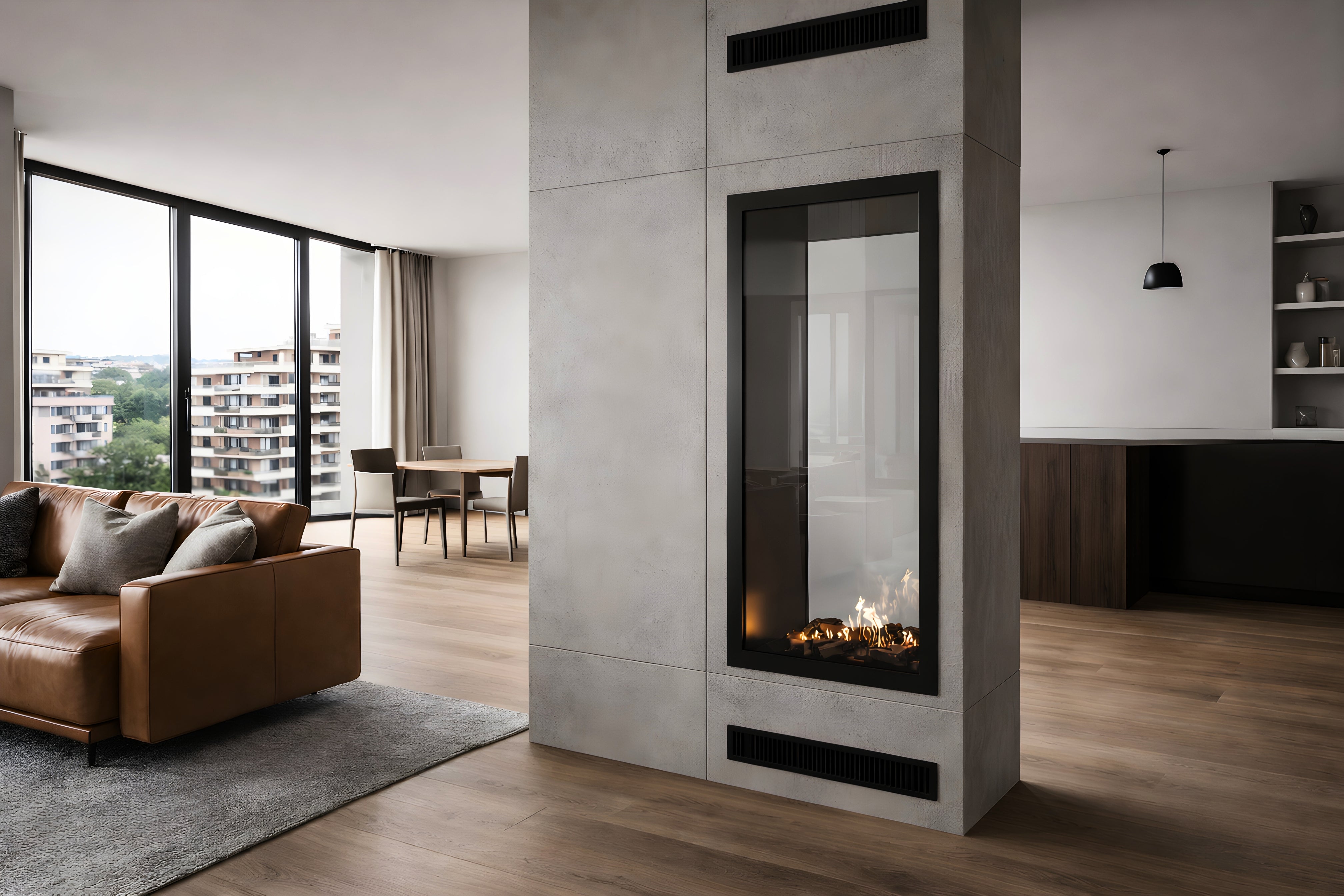 Fame Vertical Doorkijkhaard Met Volle Glas 70 x 120 cm