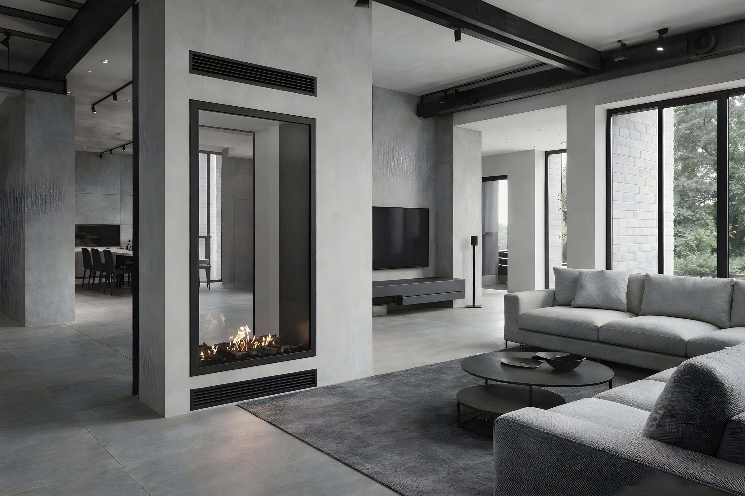 Fame Vertical Doorkijkhaard Met Volle Glas 80 x 140 cm