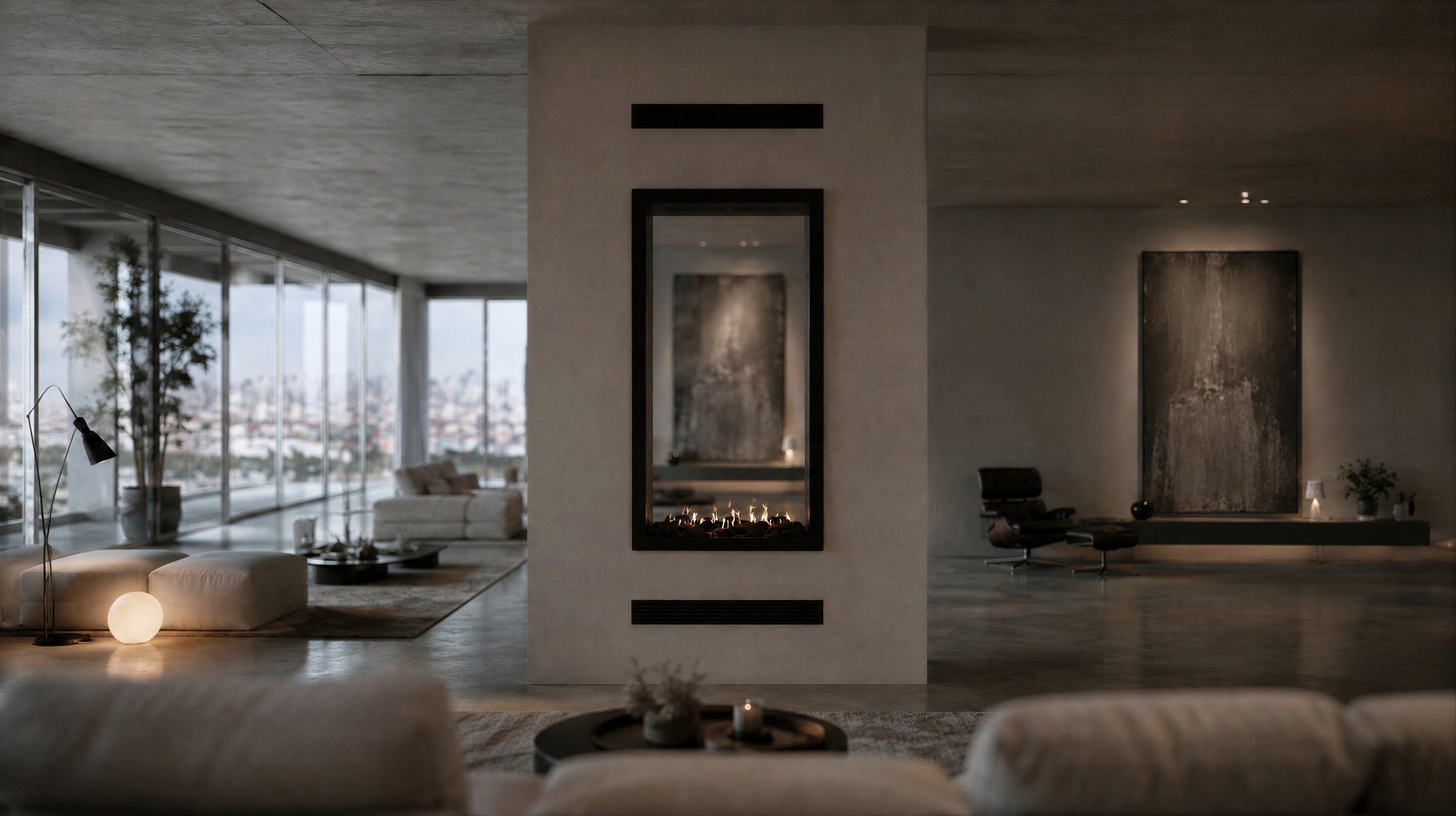 Fame Vertical Doorkijkhaard Met Volle Glas 60 x 200 cm