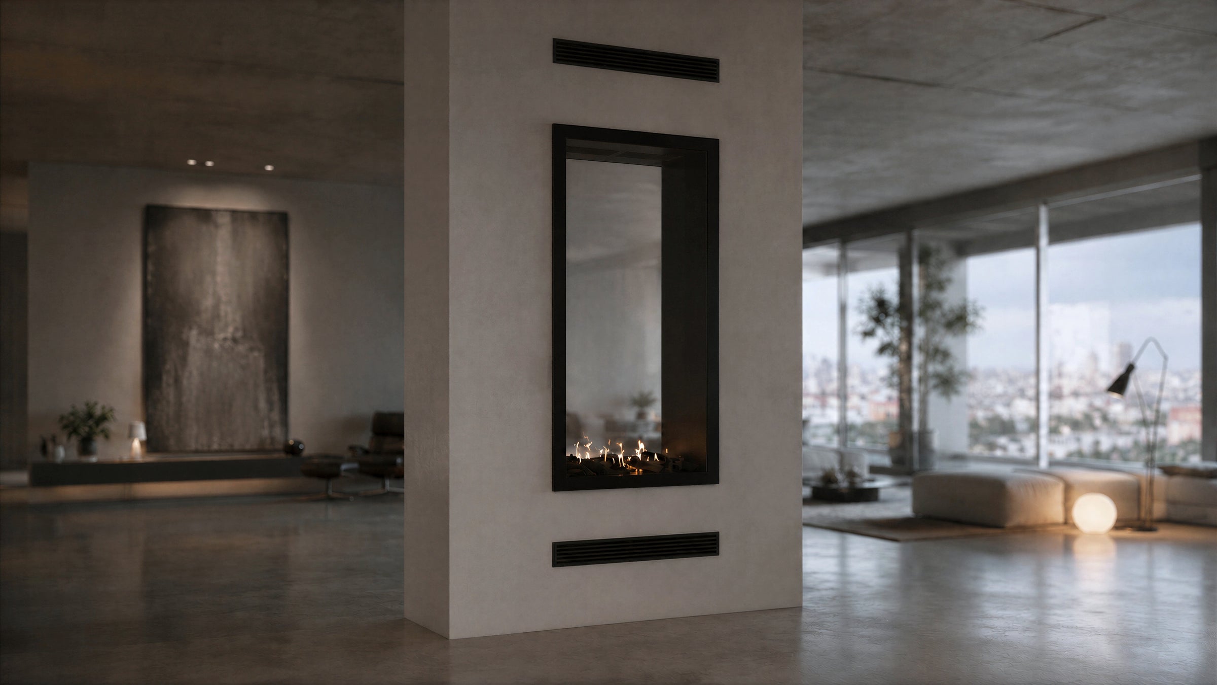 Fame Vertical Doorkijkhaard Met Volle Glas 60 x 200 cm