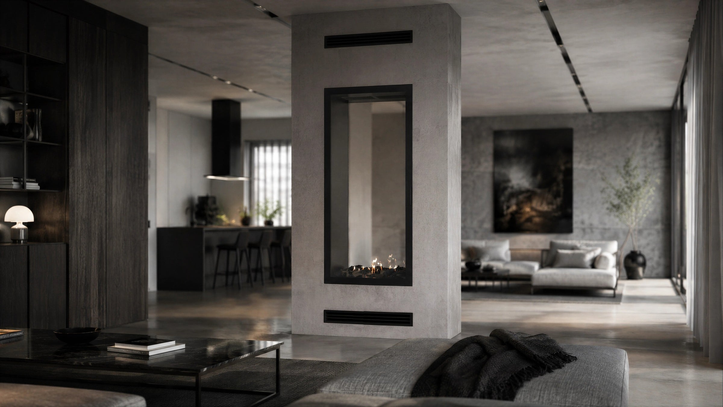 Fame Vertical Doorkijkhaard Met Volle Glas 70 x 120 cm