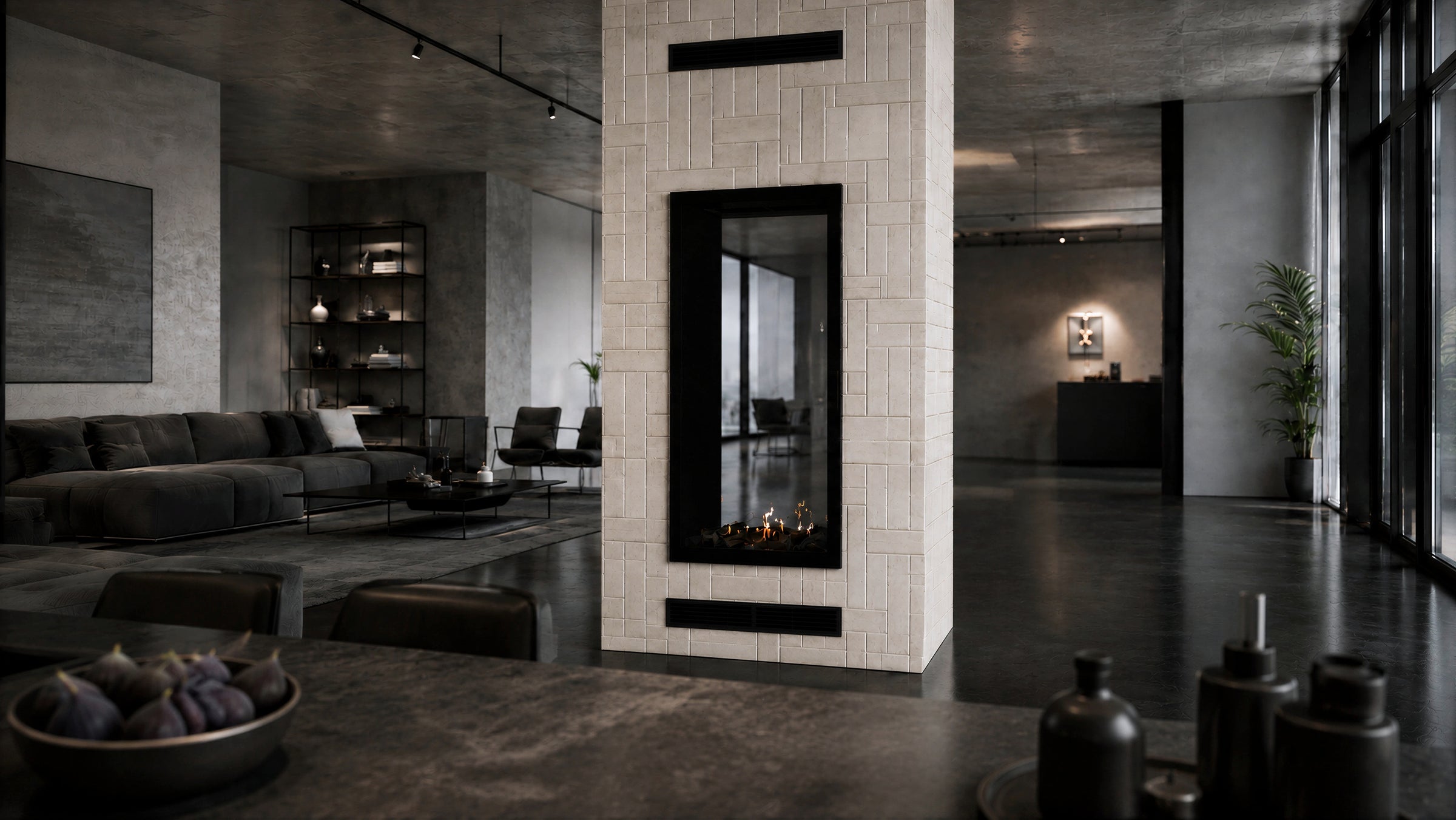 Fame Vertical Doorkijkhaard Met Volle Glas 70 x 140 cm