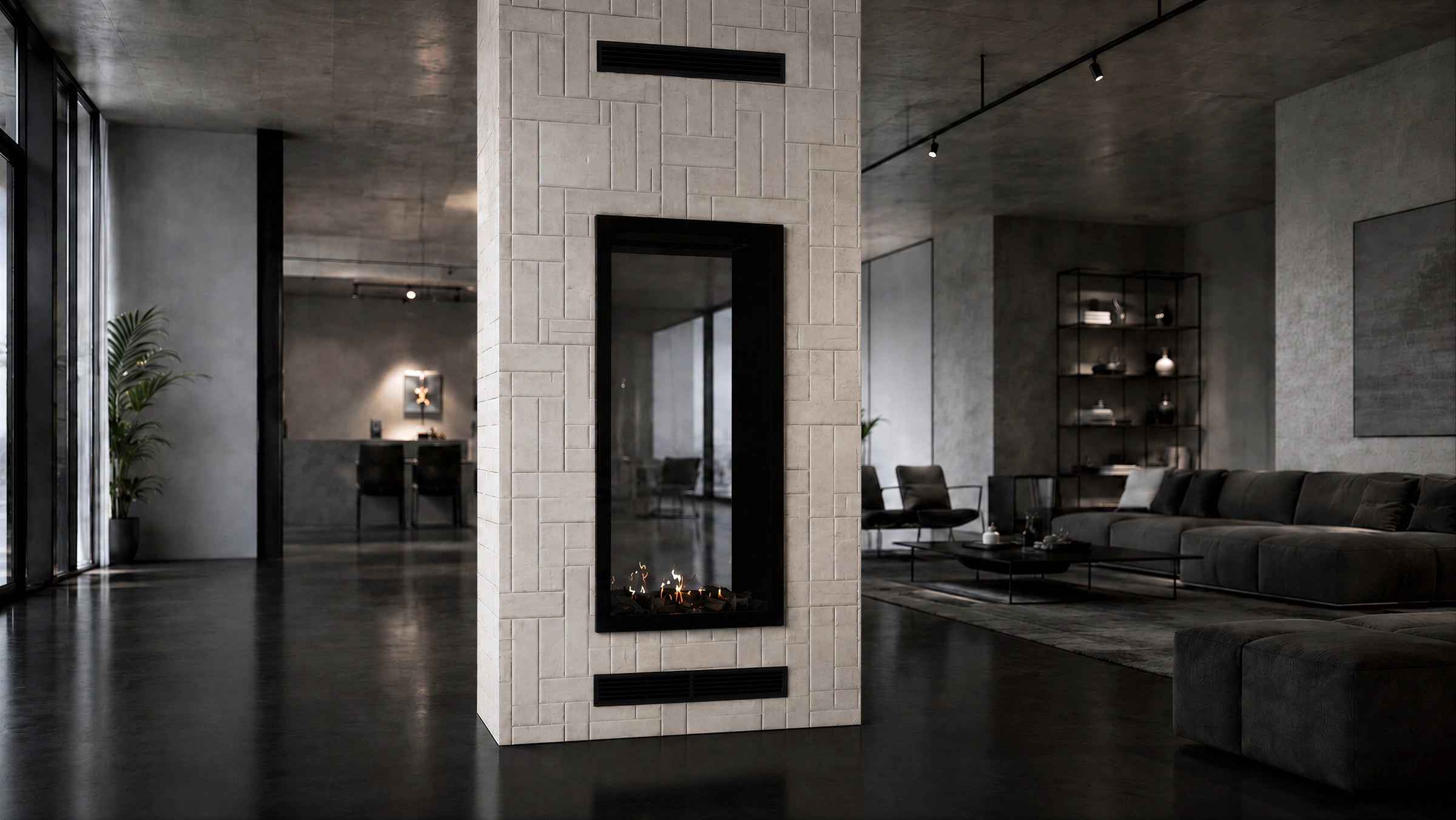 Fame Vertical Doorkijkhaard Met Volle Glas 70 x 140 cm