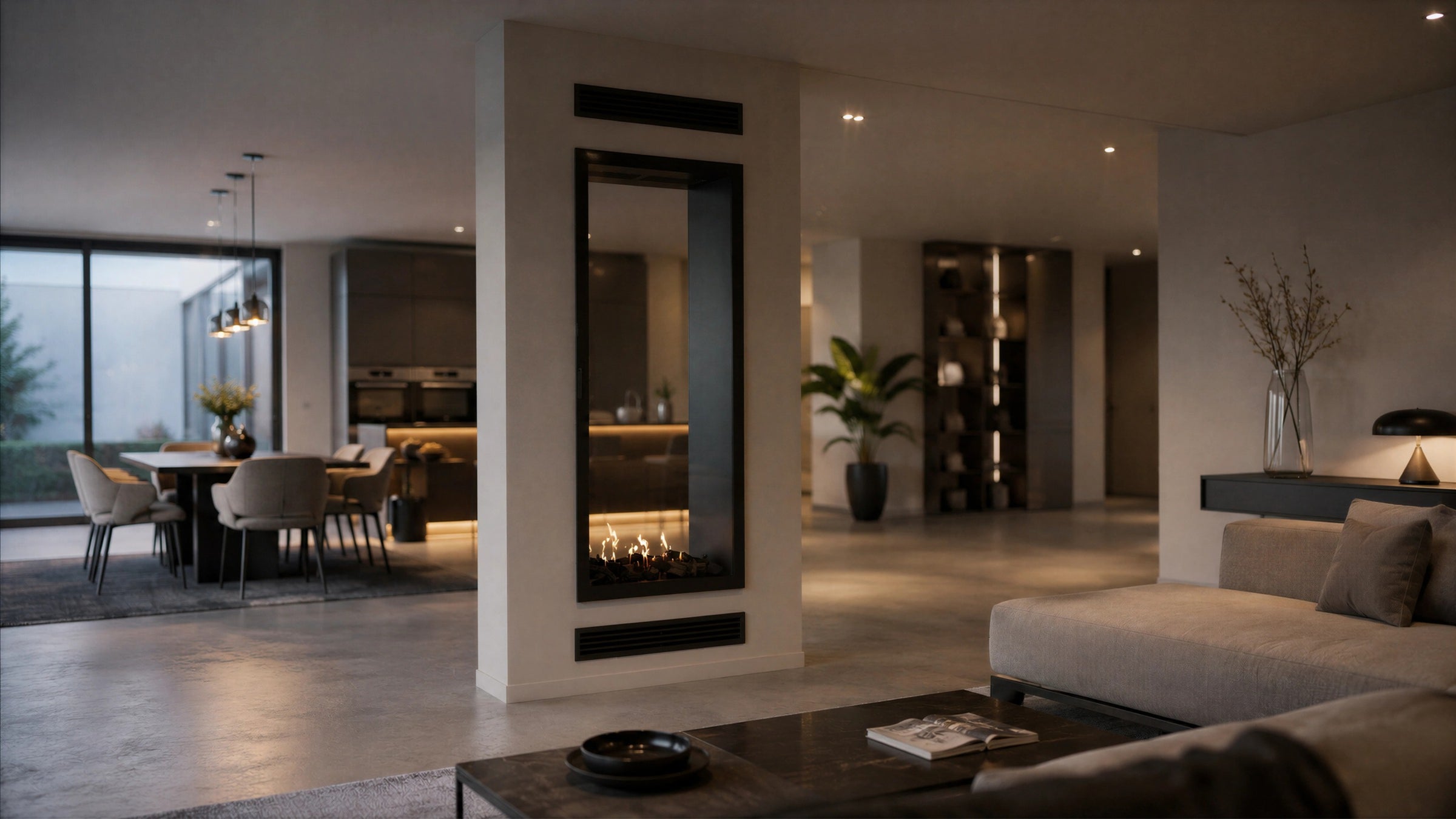 Fame Vertical Doorkijkhaard Met Volle Glas 70 x 180 cm
