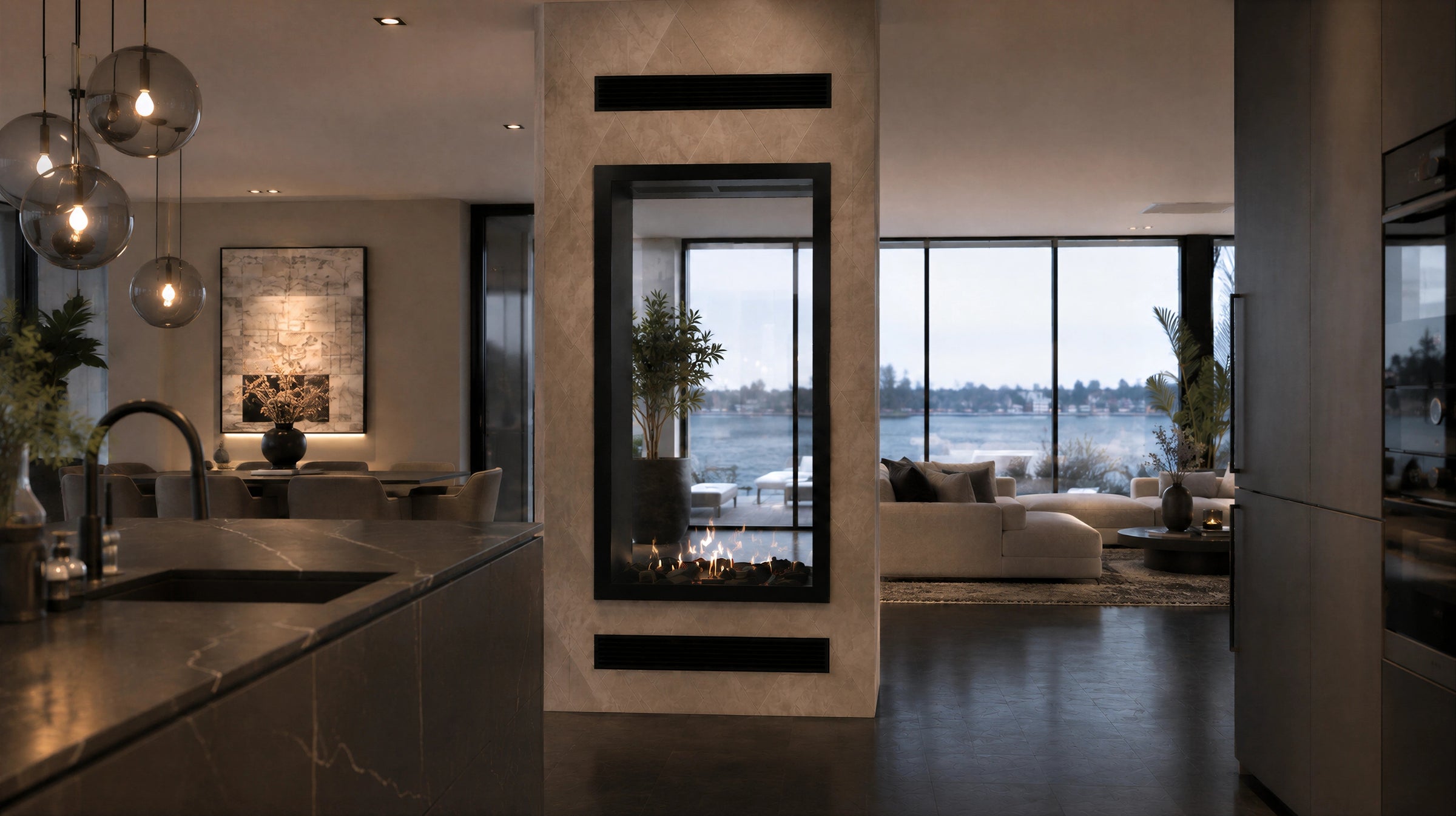 Fame Vertical Doorkijkhaard Met Volle Glas 70 x 200 cm