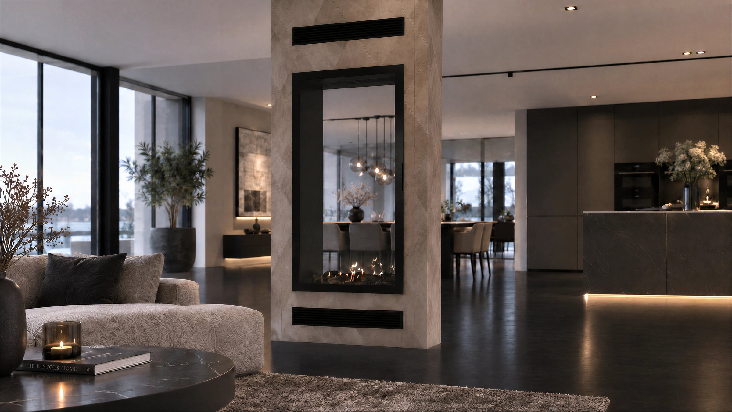 Fame Vertical Doorkijkhaard Met Volle Glas 70 x 200 cm