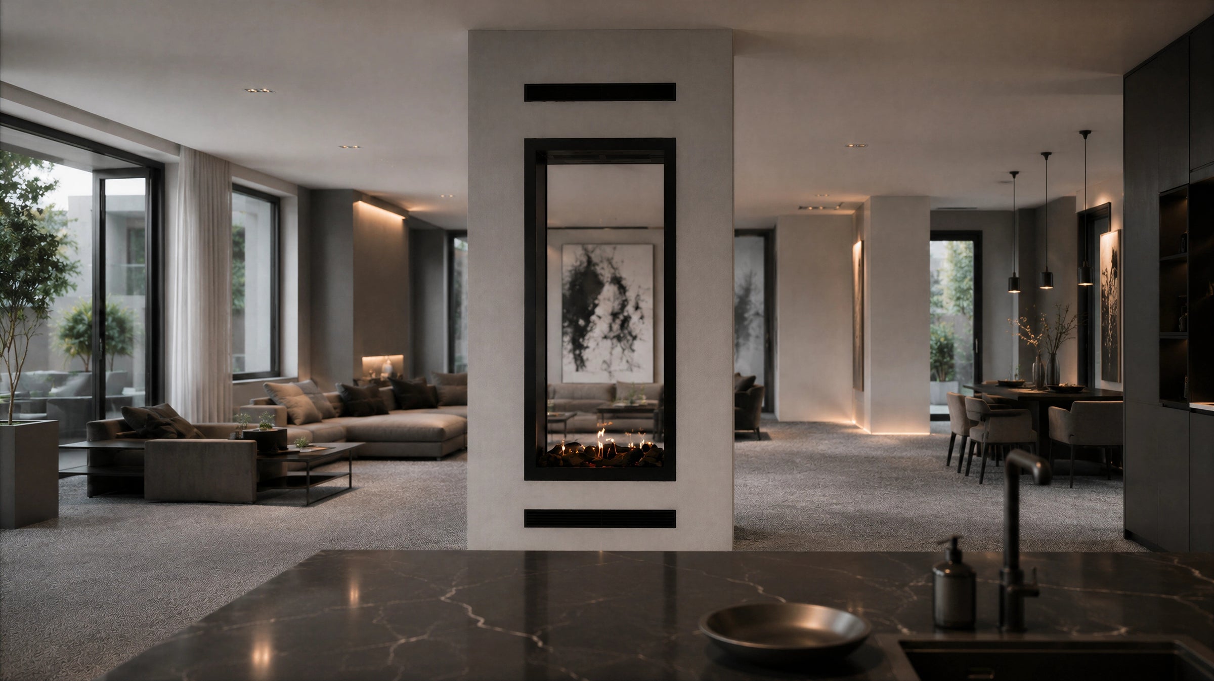 Fame Vertical Doorkijkhaard Met Volle Glas 80 x 100 cm