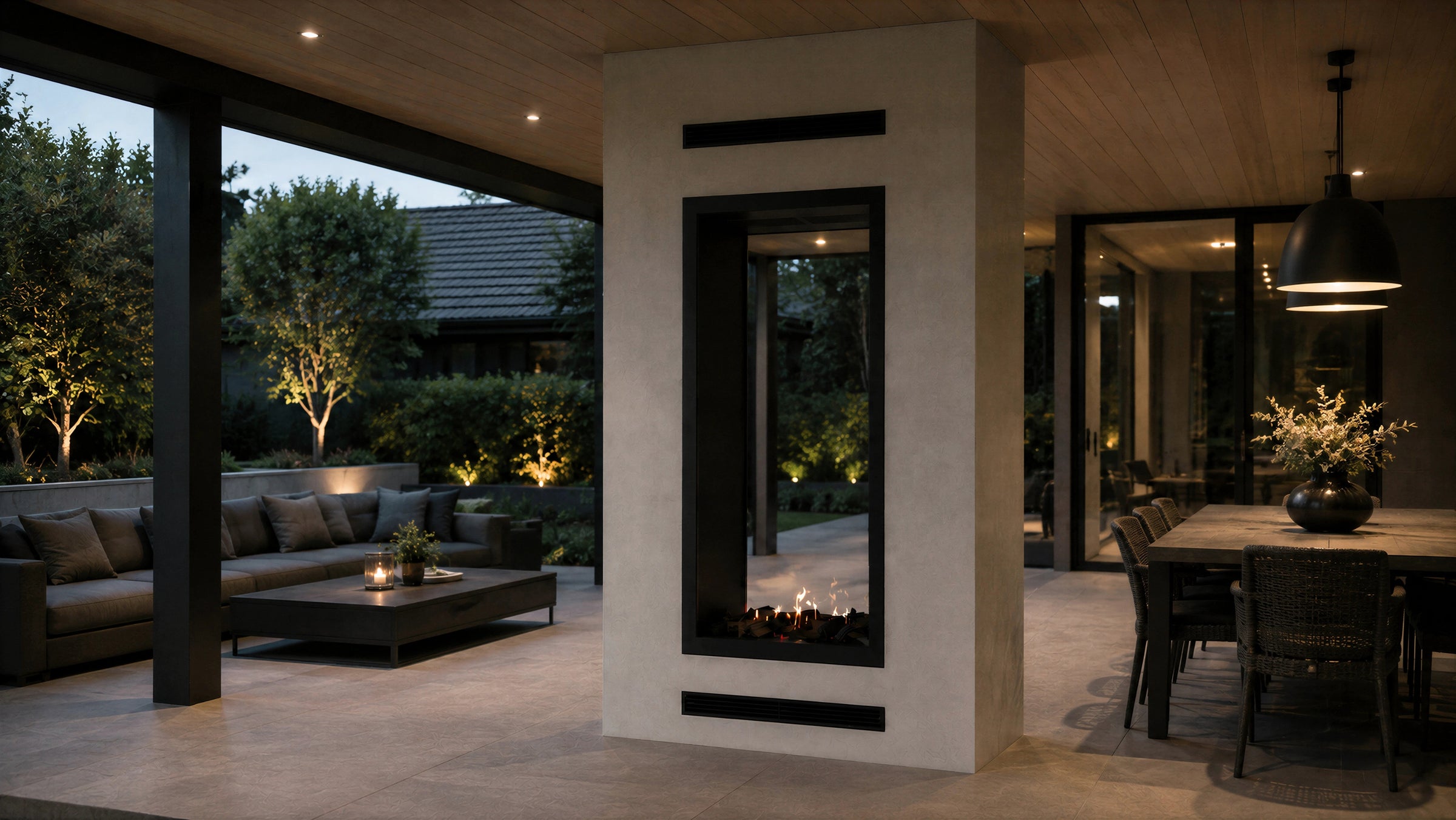 Fame Vertical Doorkijkhaard Met Volle Glas 80 x 160 cm