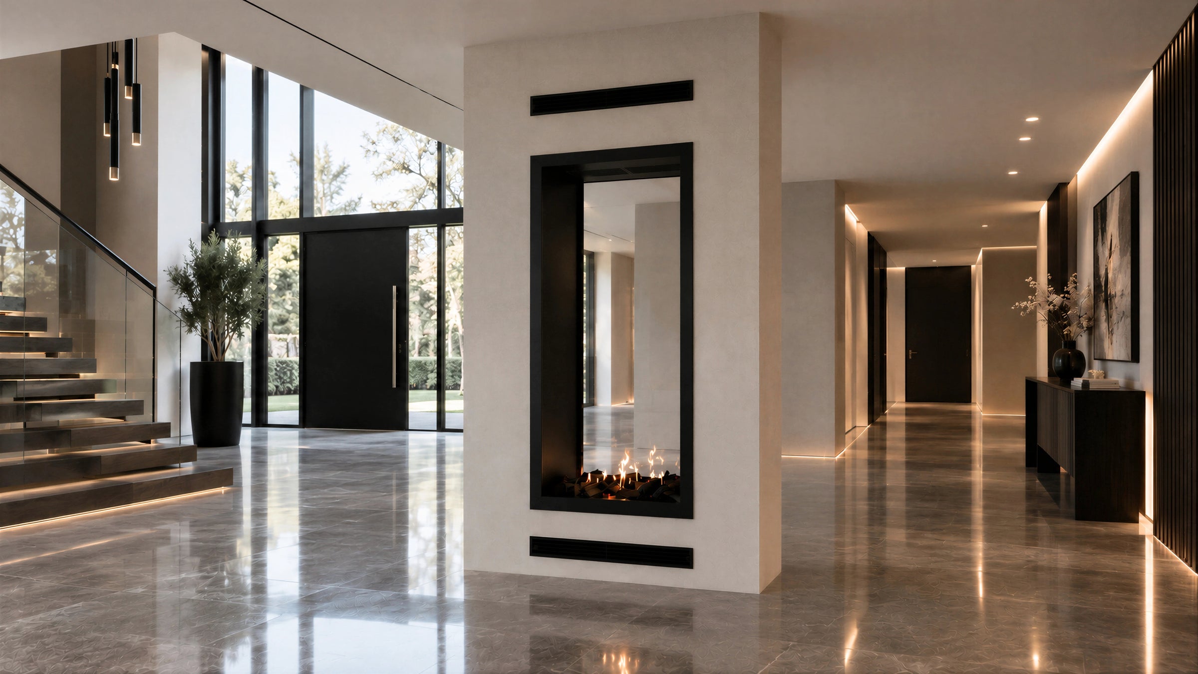 Fame Vertical Doorkijkhaard Met Volle Glas 80 x 200 cm