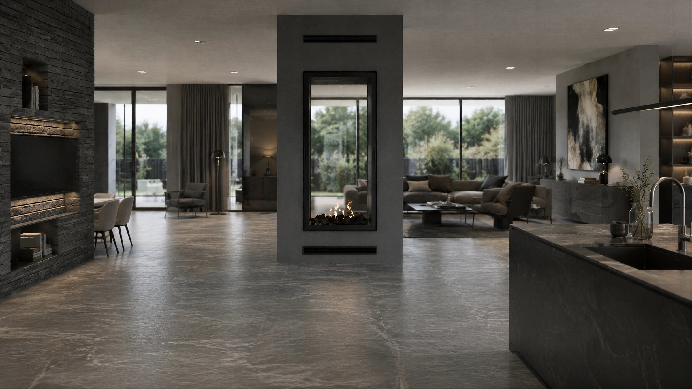 Fame Vertical Doorkijkhaard Met Volle Glas 90 x 100 cm