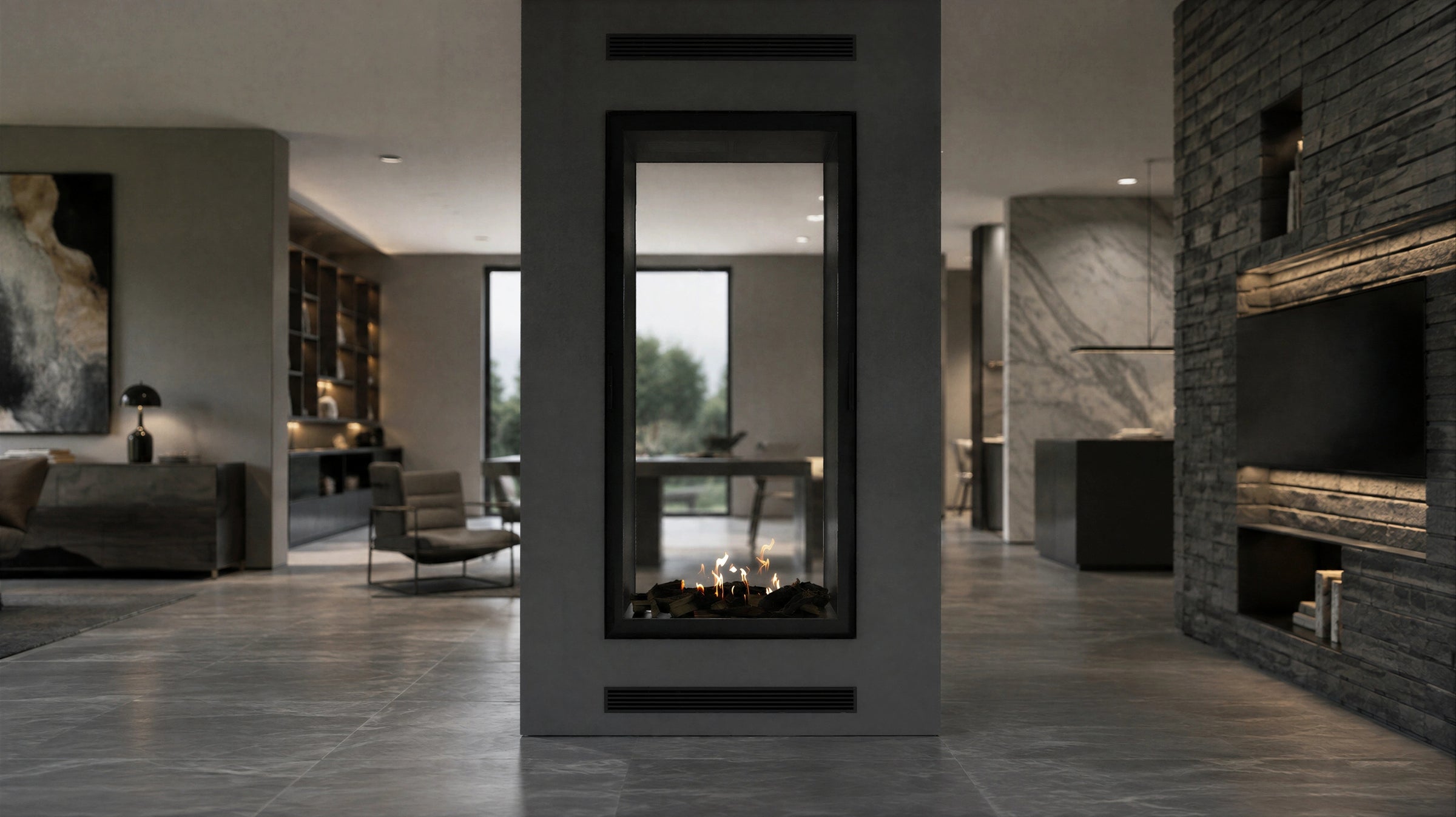 Fame Vertical Doorkijkhaard Met Volle Glas 90 x 100 cm