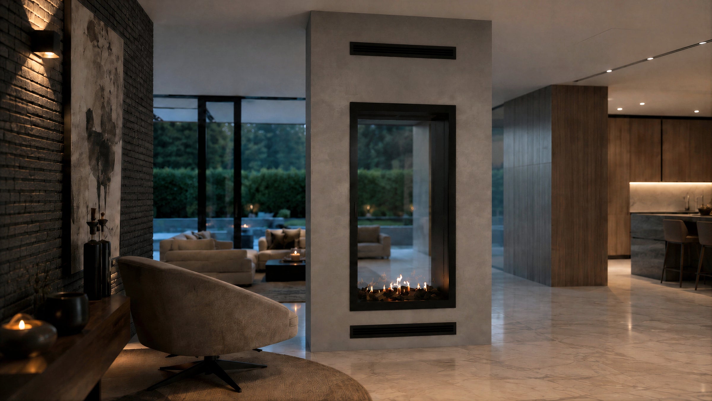 Fame Vertical Doorkijkhaard Met Volle Glas 90 x 140 cm