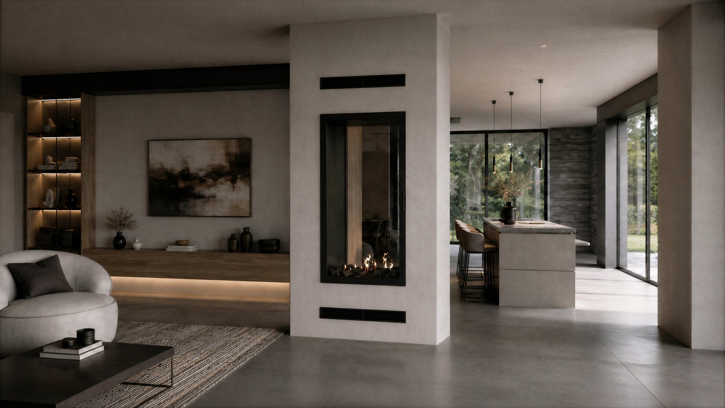 Fame Vertical Doorkijkhaard Met Volle Glas 90 x 160 cm
