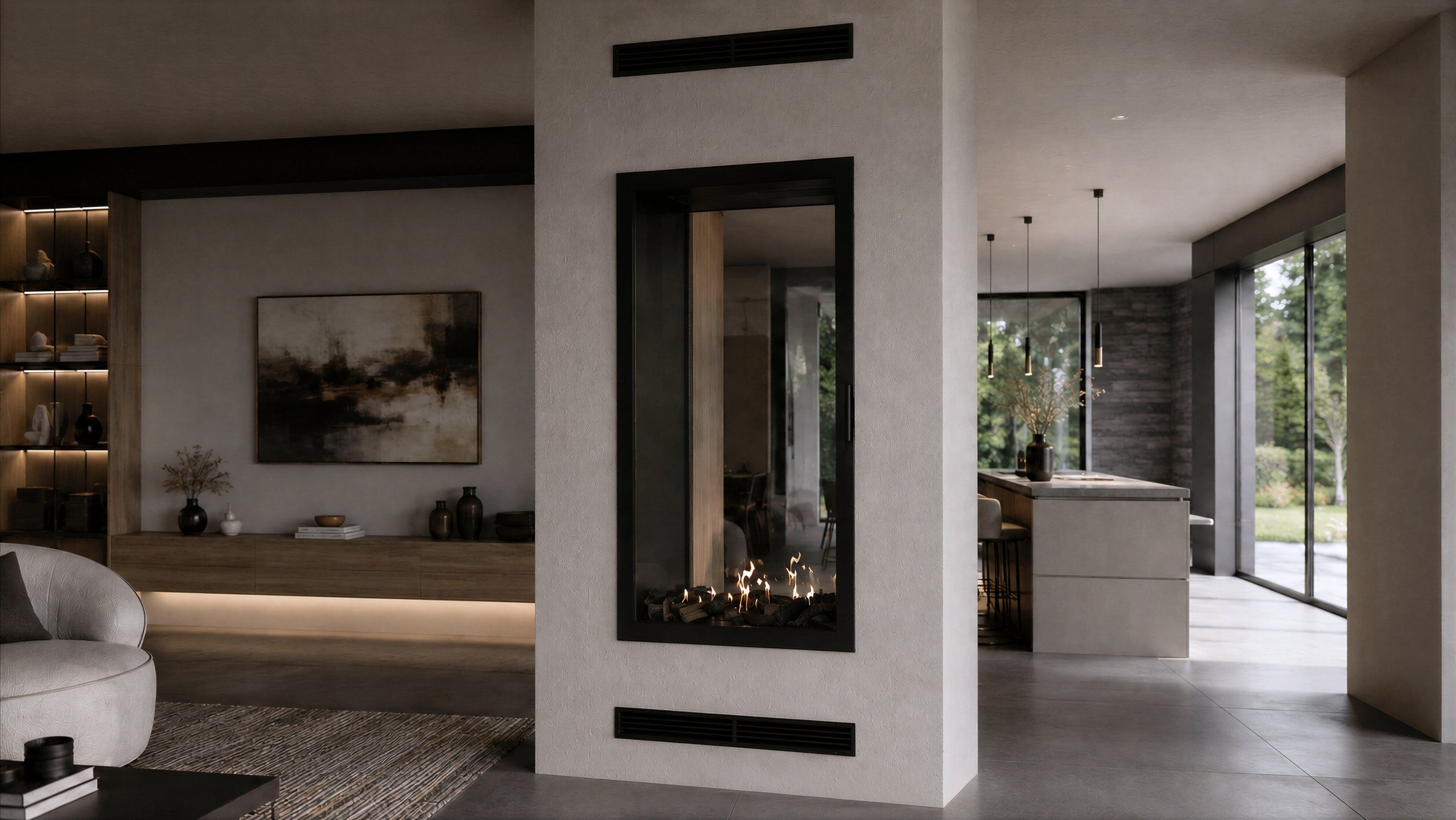 Fame Vertical Doorkijkhaard Met Volle Glas 90 x 160 cm