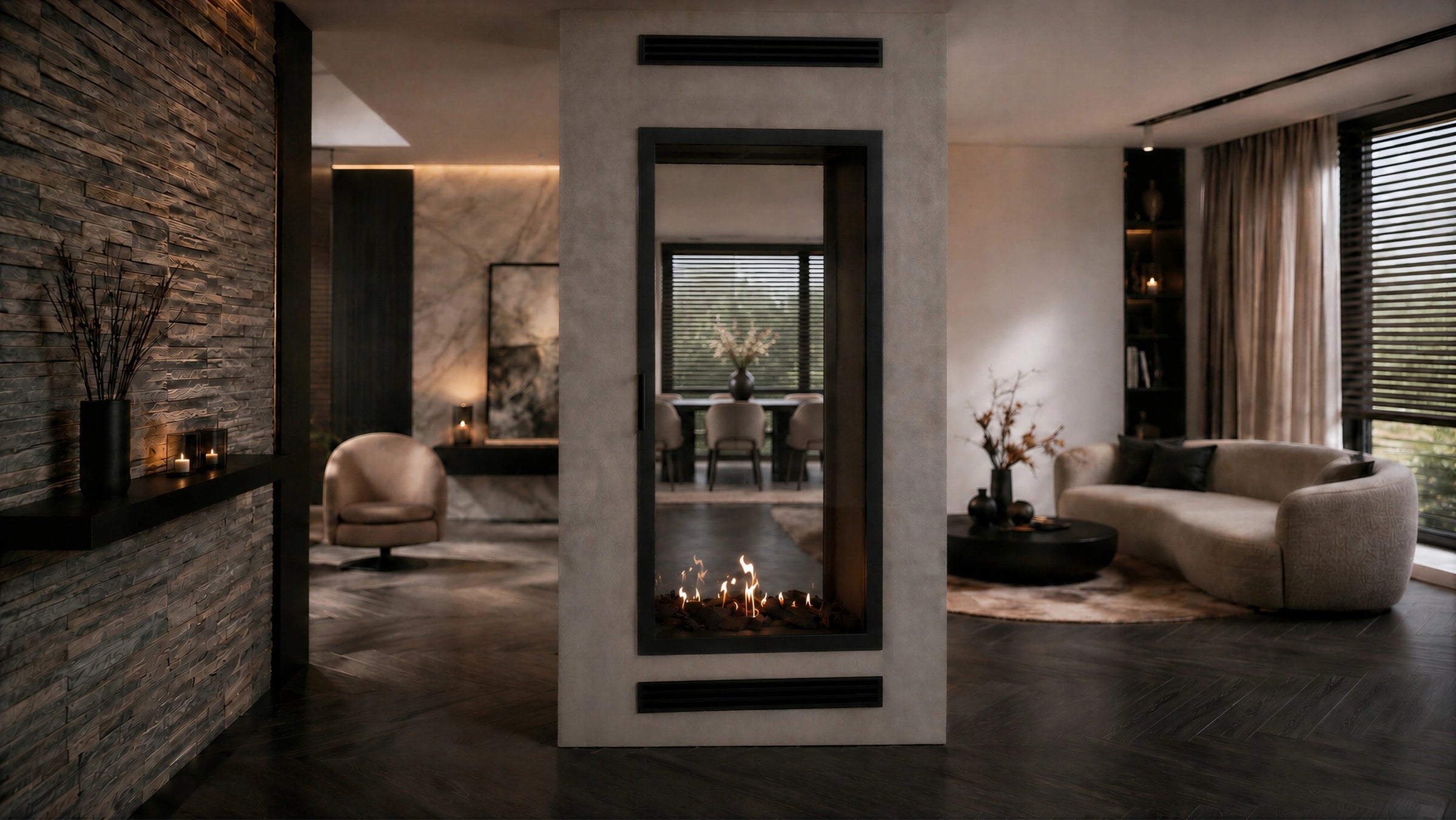 Fame Vertical Doorkijkhaard Met Volle Glas 90 x 200 cm