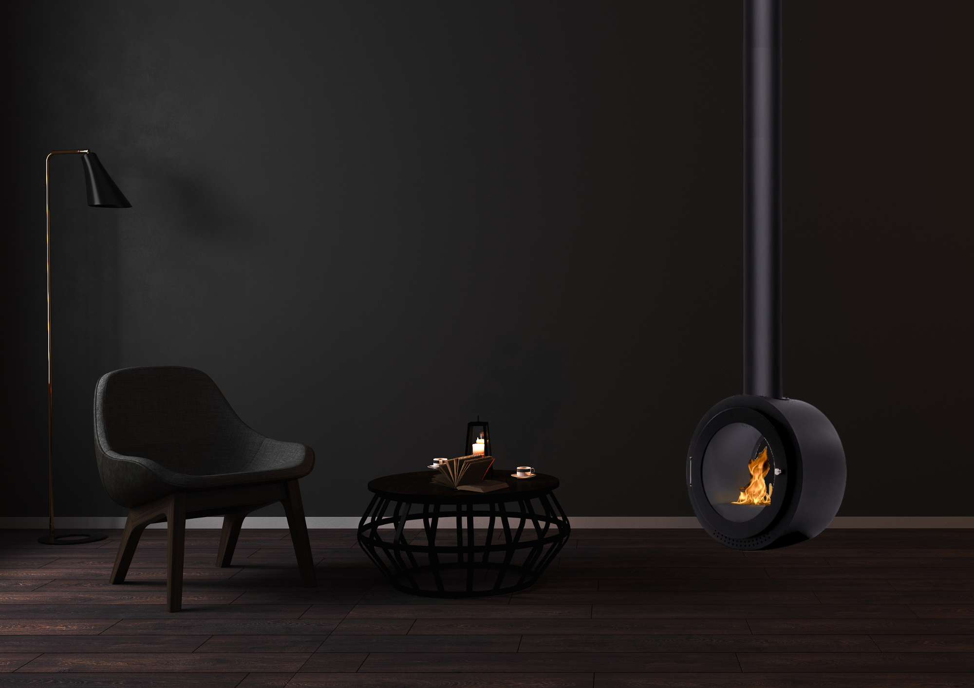 Flame Bio Ethanol Plafondhaard D60 cm