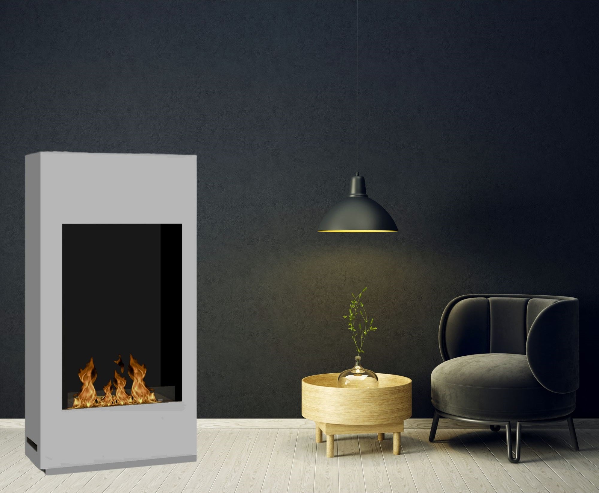Flame W Bio Ethanol Vrijstaand Haard H113 cm