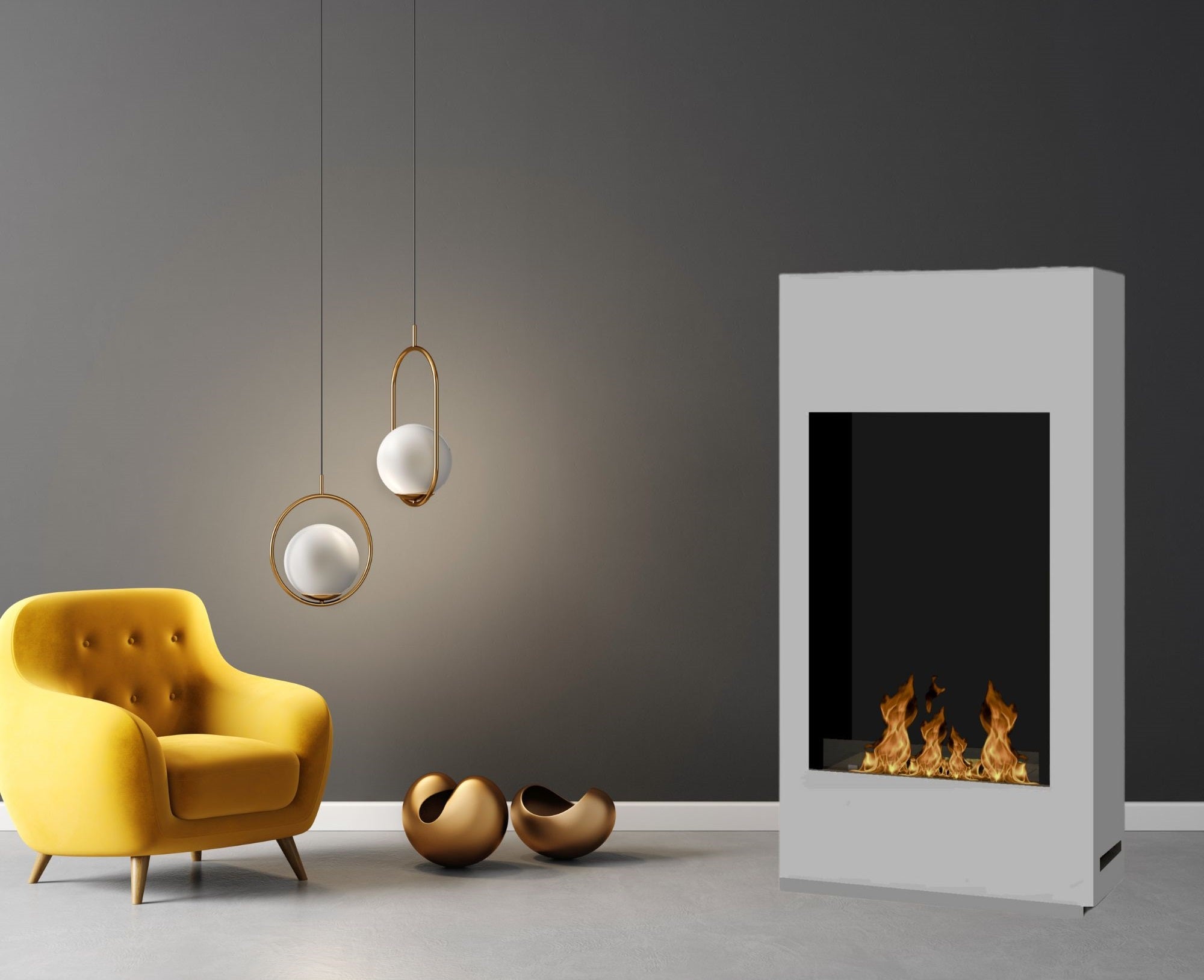 Flame W Bio Ethanol Vrijstaand Haard H113 cm