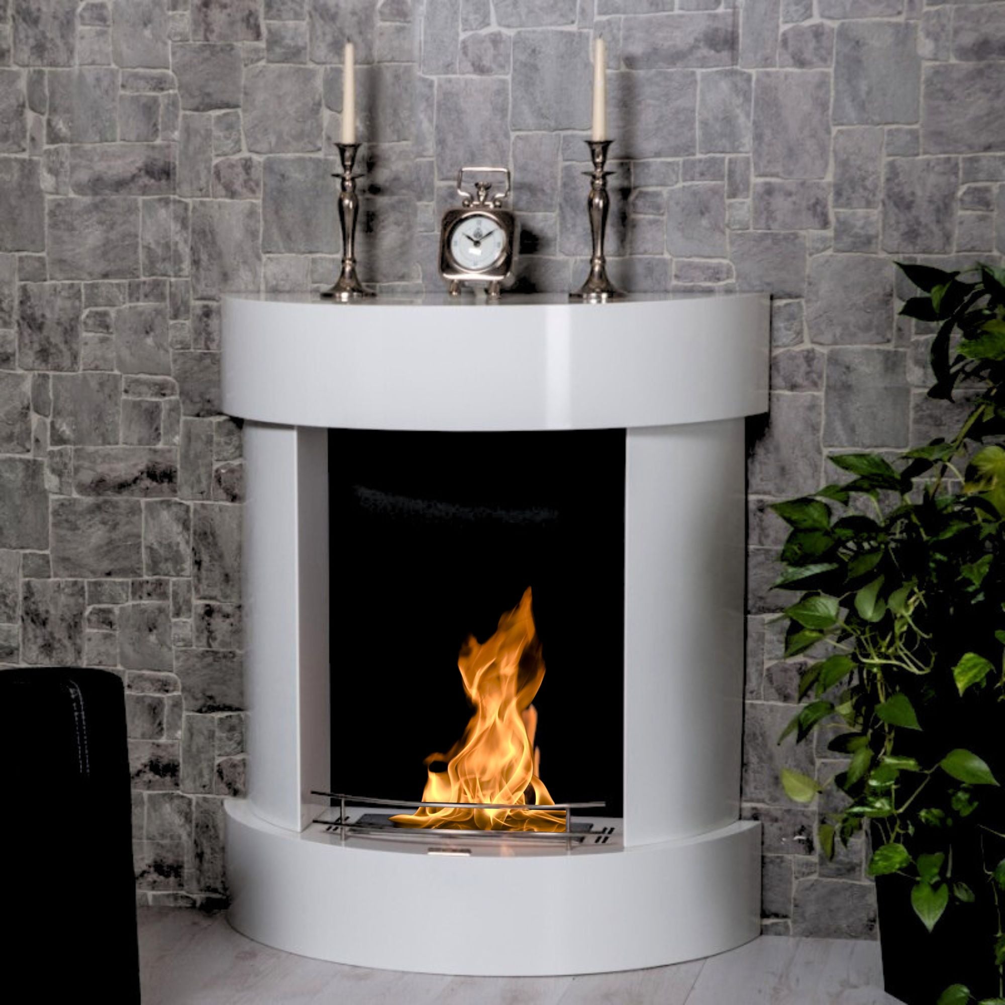 Pabo White Bio Ethanol Freestanding Stove Fireplace H76 cm