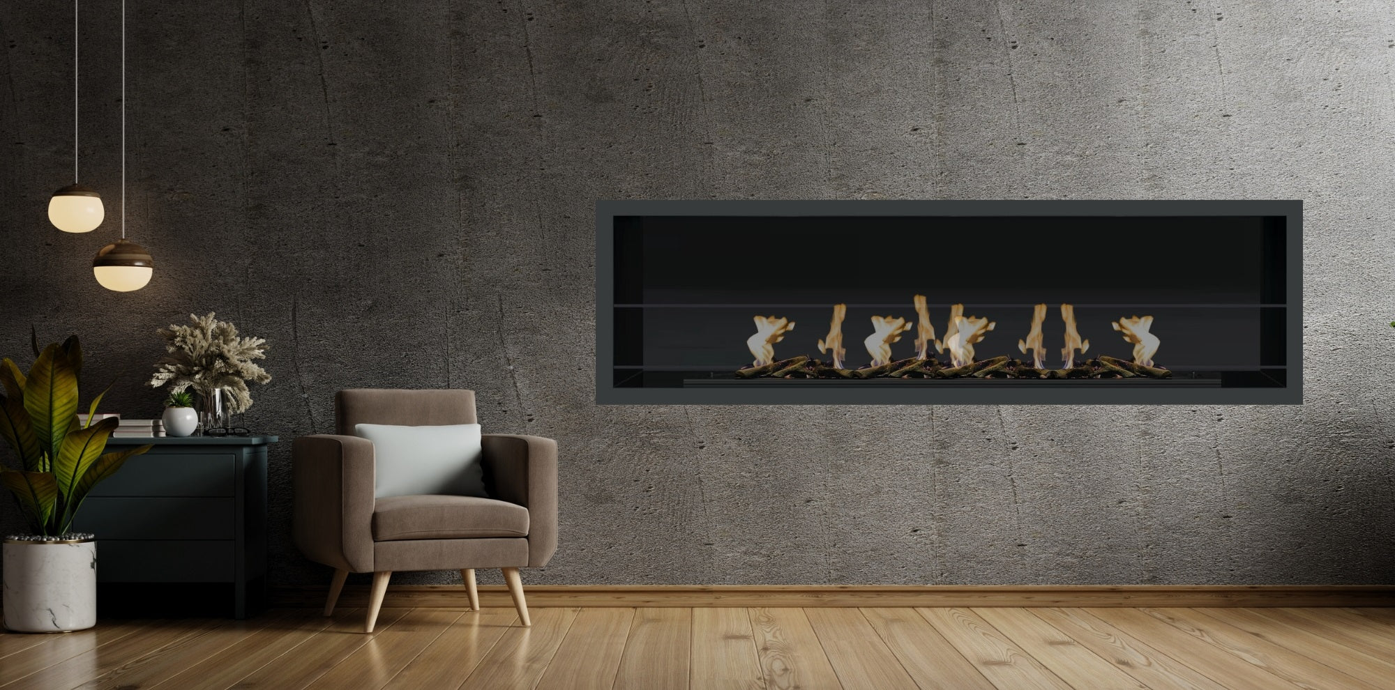 Glammflame Bio Ethanol Built-in Fireplace 100 cm