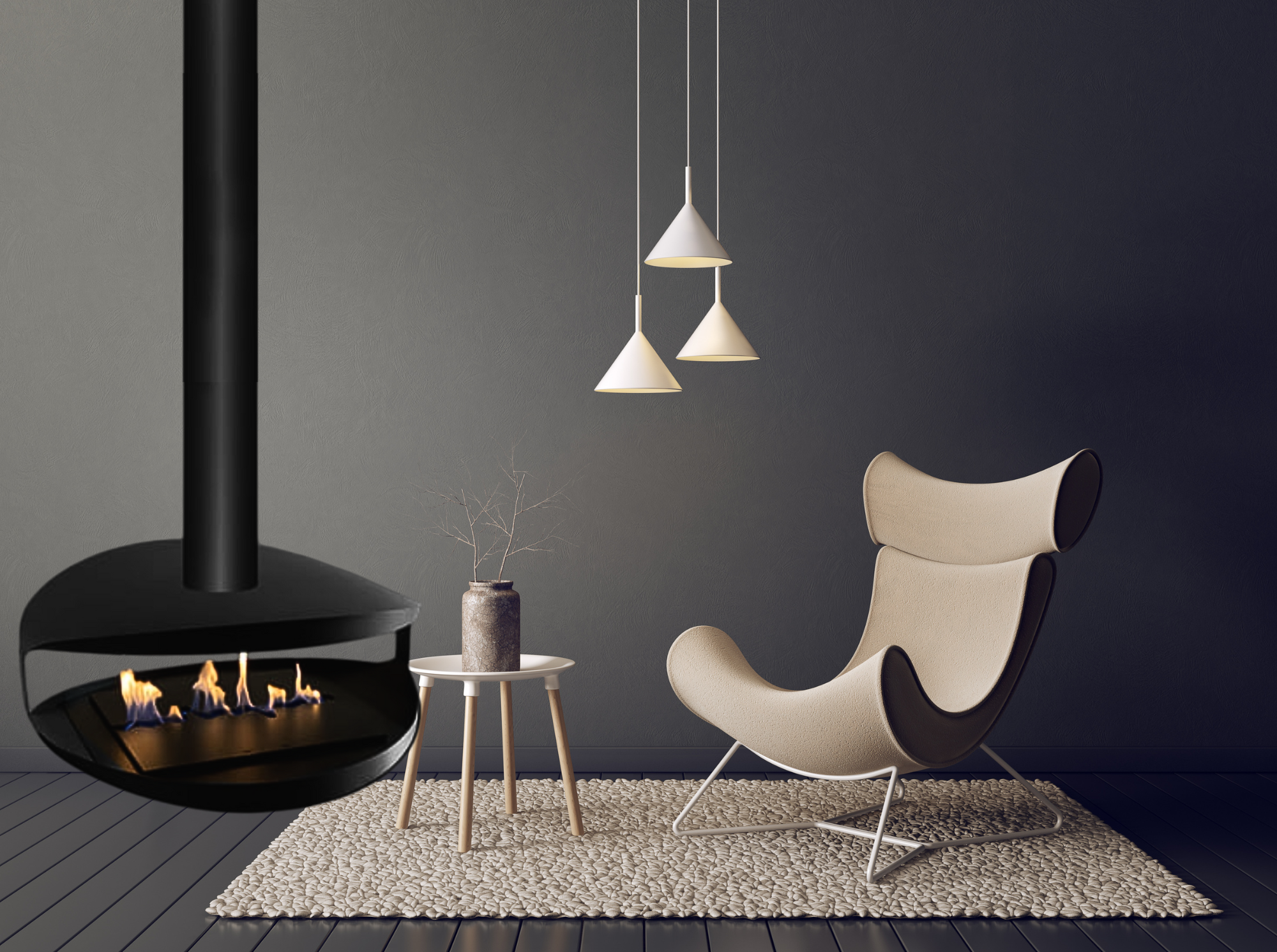 Hamma Hanging Bio Fireplace PREMIUM Collection 80 cm