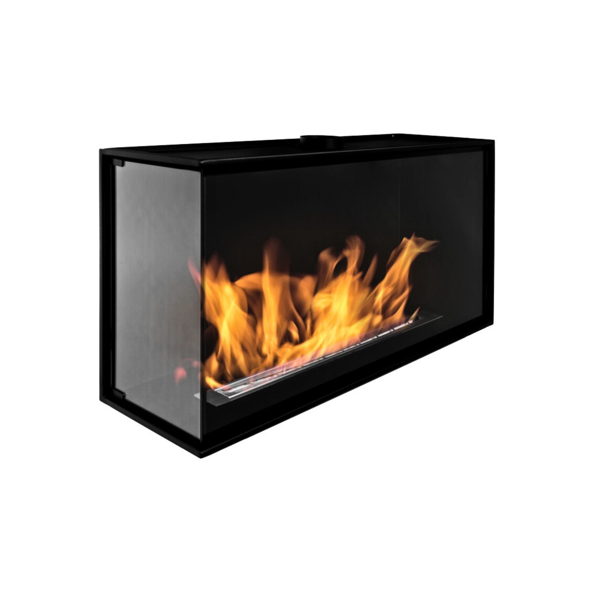 Corner Bio Ethanol Built-in Fireplace Right 100 CM With Full Glass