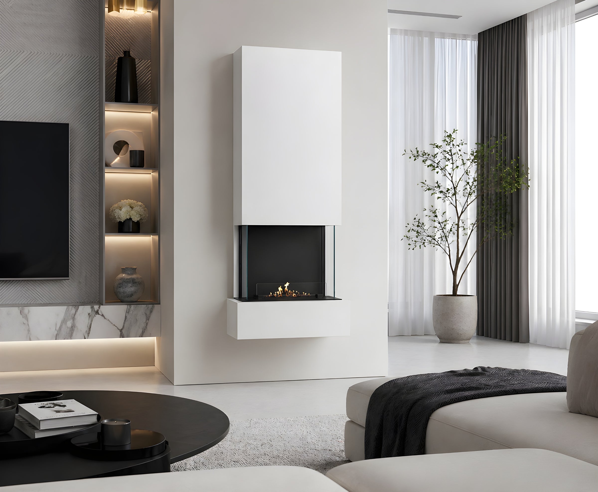 Holly Bio Ethanol Wandhaard Wit H180 cm