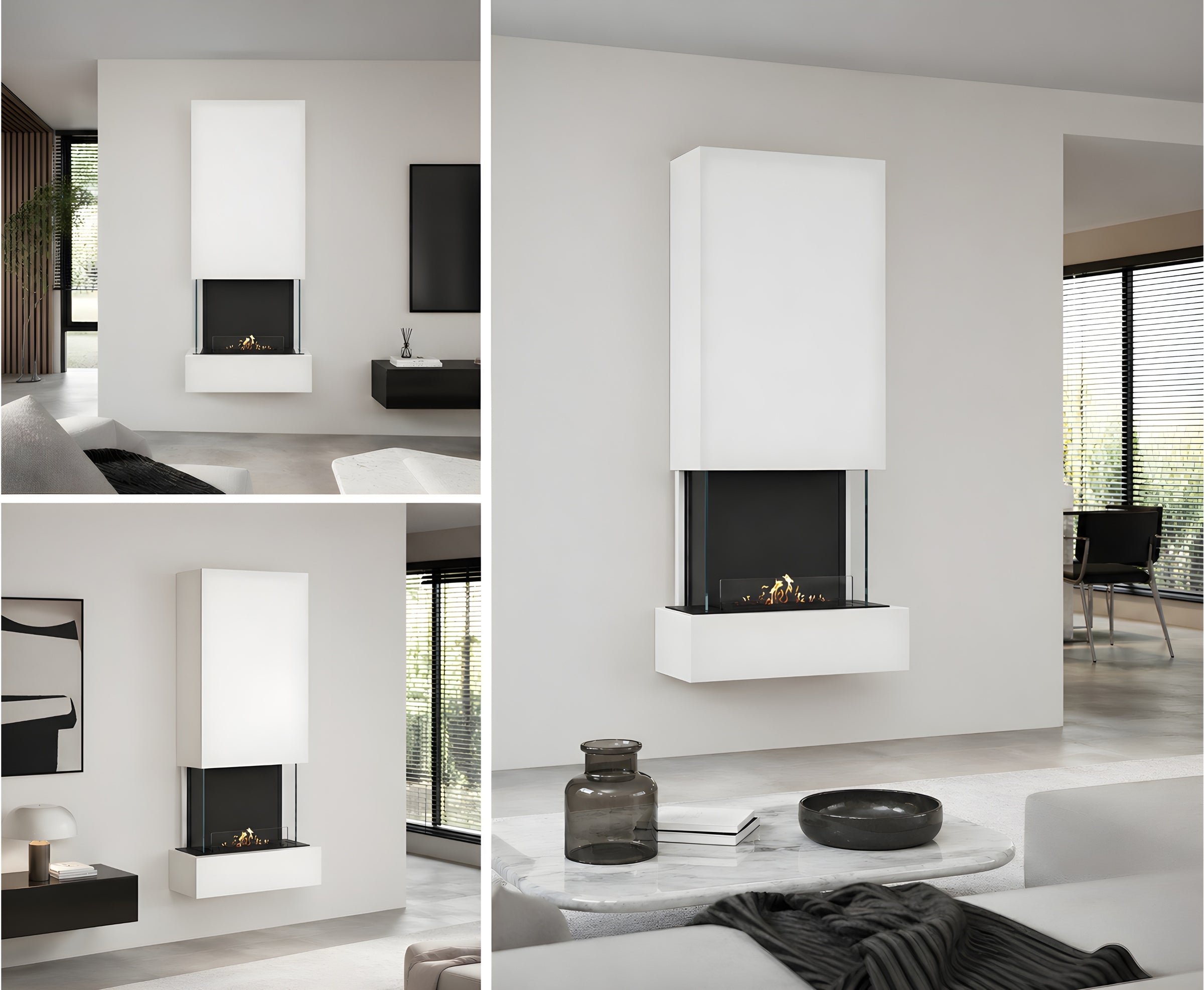 Holly Bio Ethanol Wandhaard Wit H180 cm