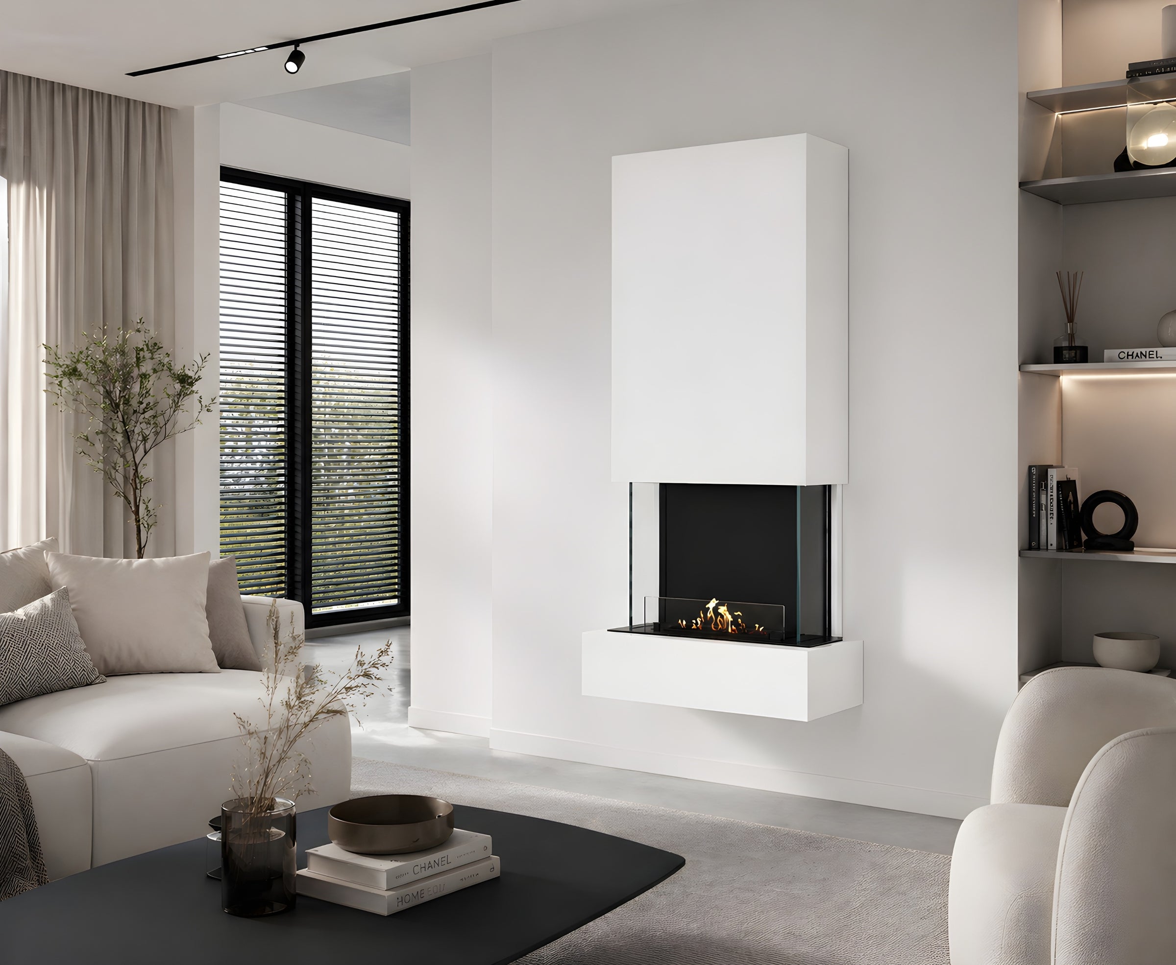Holly Bio Ethanol Wandhaard Wit H180 cm