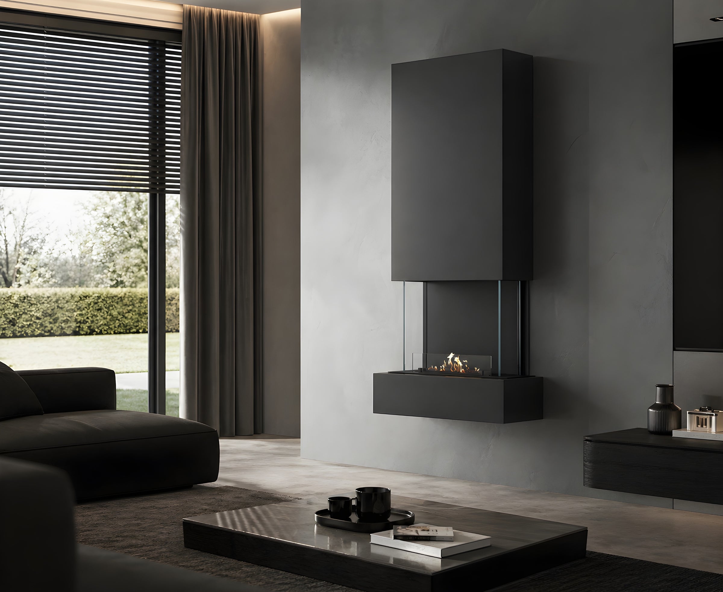 Holly Bio Ethanol Wandhaard Zwart H180 cm