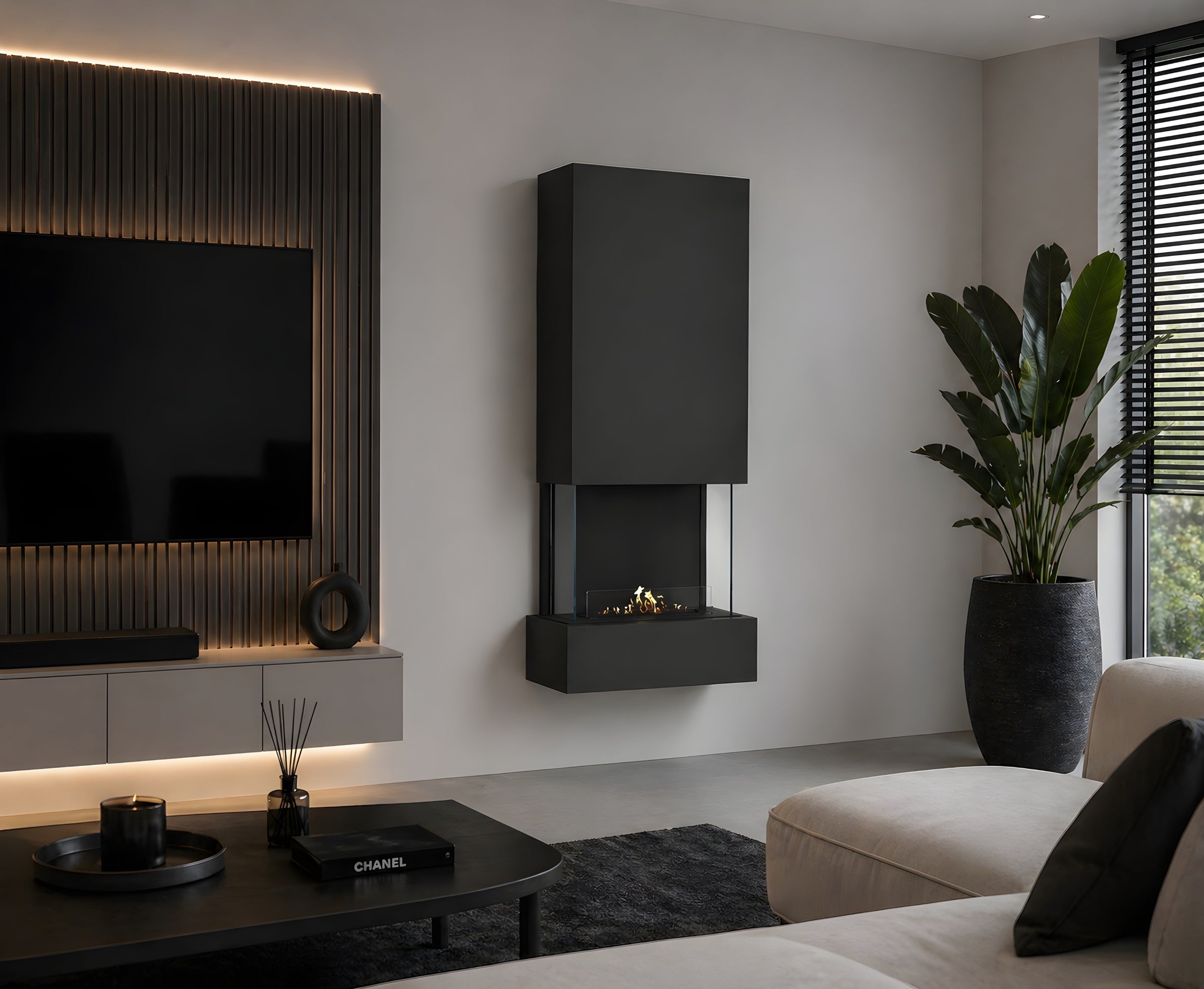 Holly Bio Ethanol Wandhaard Zwart H180 cm