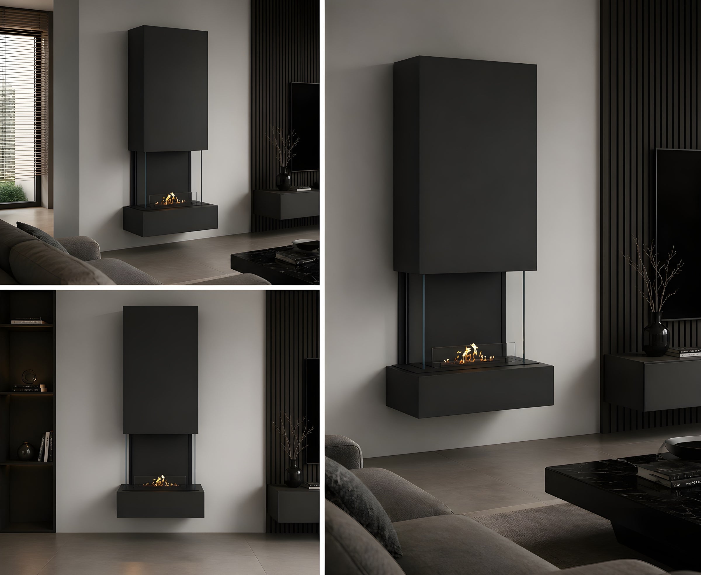 Holly Bio Ethanol Wandhaard Zwart H180 cm