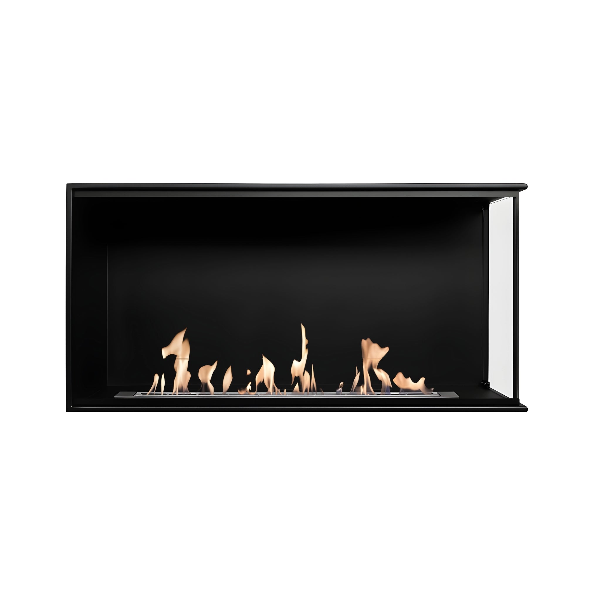 Corner Bio Ethanol Built-in Fireplace Left 100 CM With Full Glass