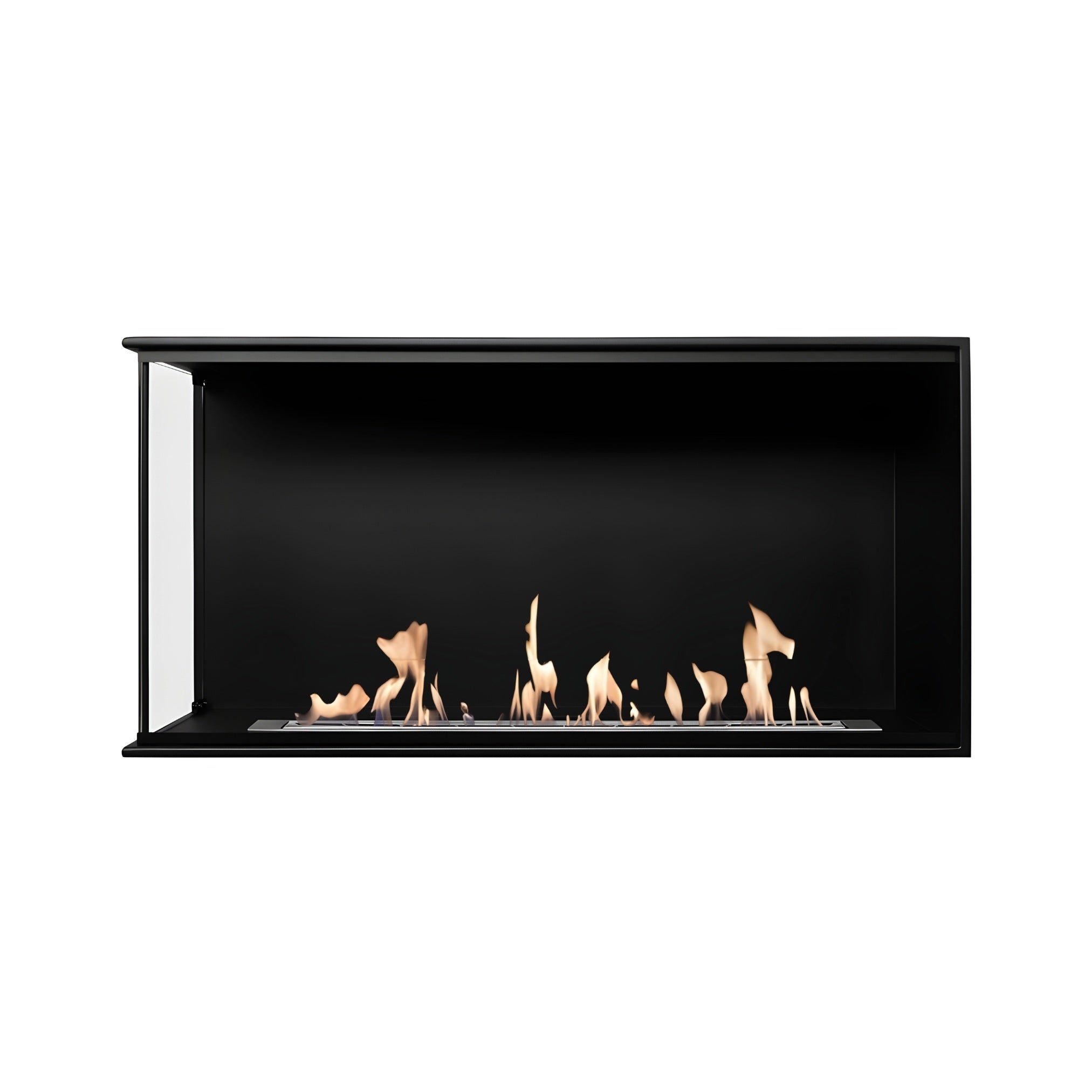 Corner Bio Ethanol Built-in Fireplace Right 100 CM With Full Glass