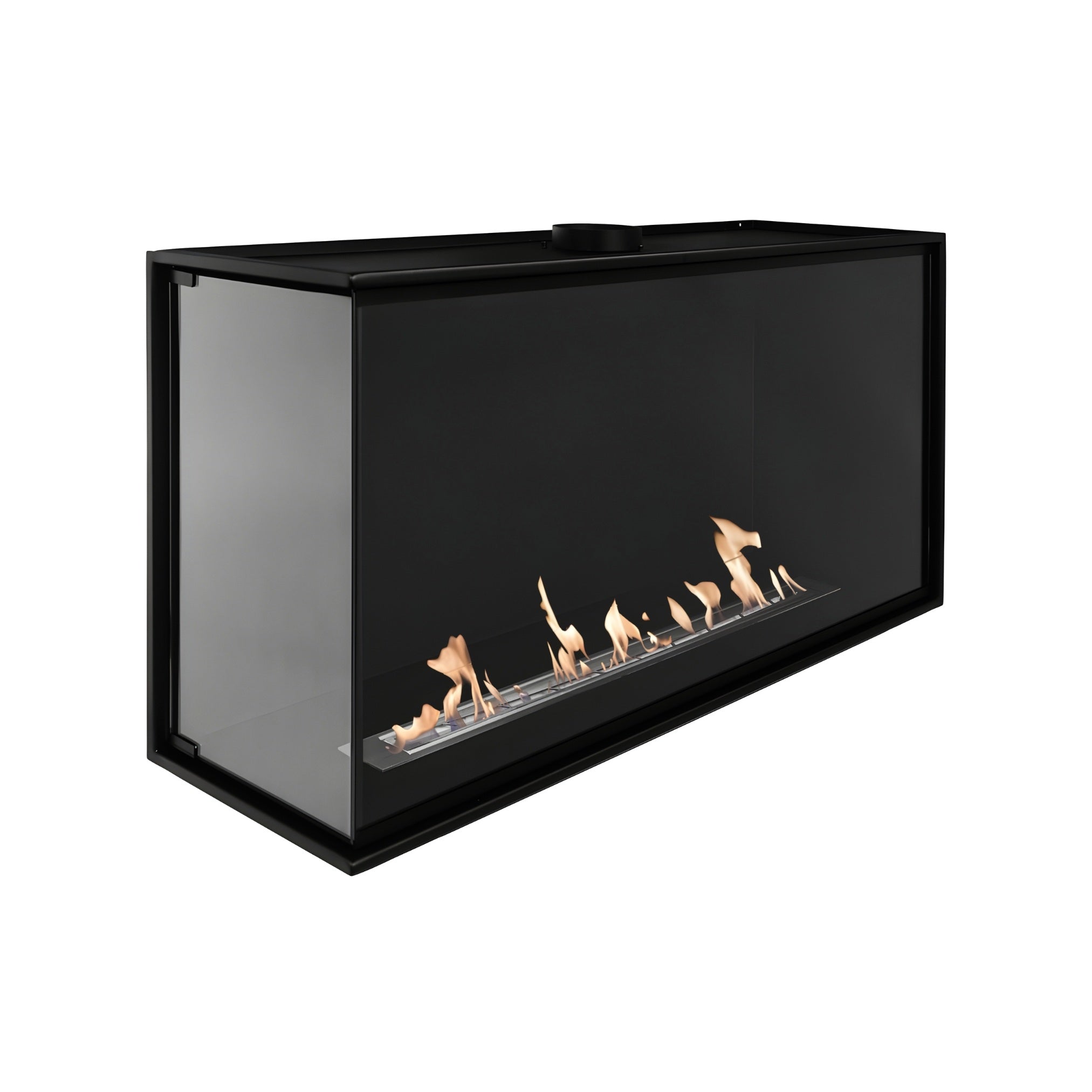 Corner Bio Ethanol Built-in Fireplace Right 100 CM With Full Glass